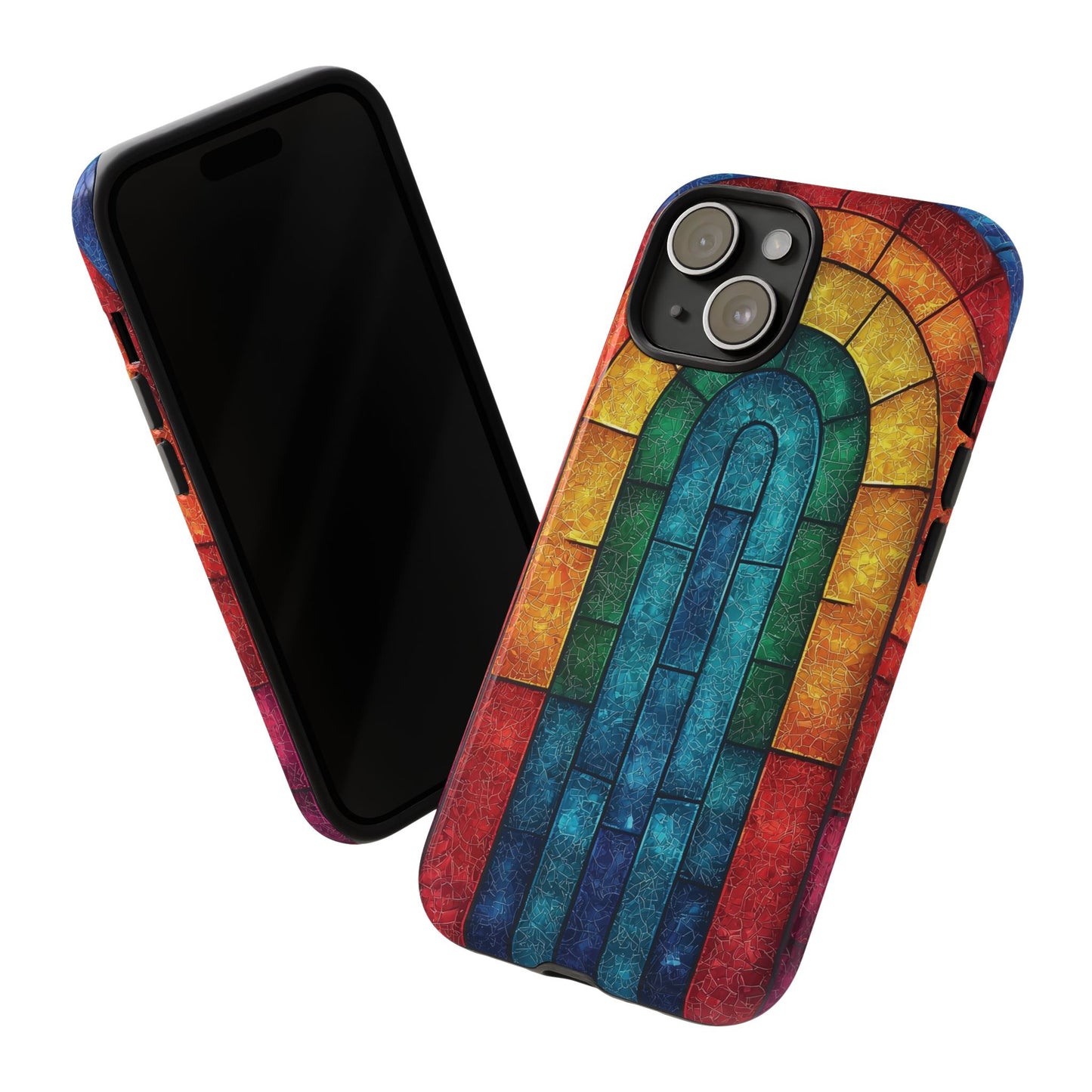 iPhone Phone Case Colorful Stained Glass Look Rainbow Phone Case Tough Cases for Nature Lovers Floral Phone Cover Gift for Mom Fall Aesthetic Eco-Friendly Design Wizard of Oz Lover