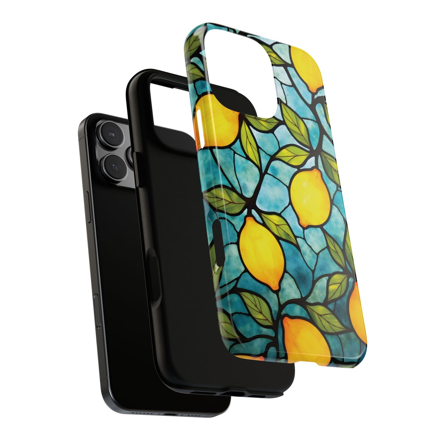 iPhone Phone Case Stained Glass Look Tough Cases Vibrant Lemon Design Unique Gift for Lemon Lovers Colorful Phone Accessories for Summer