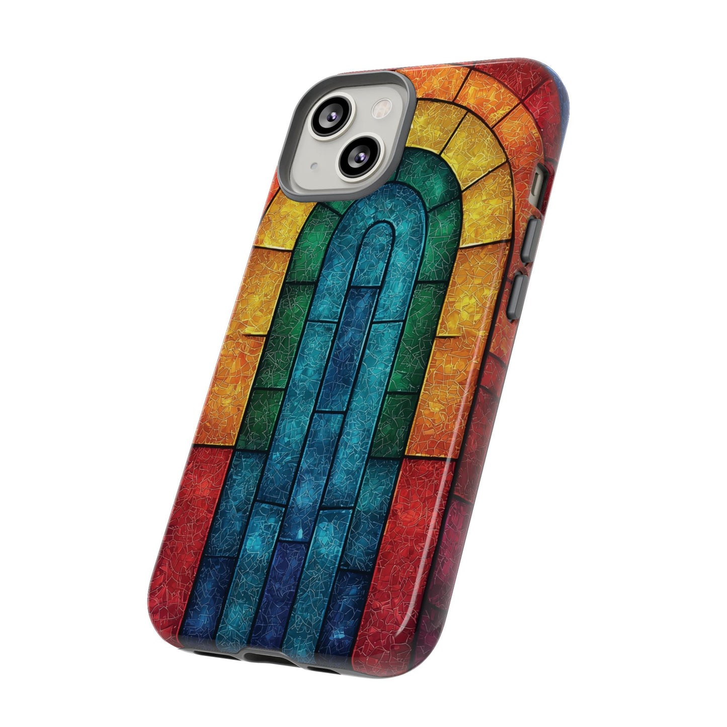 iPhone Phone Case Colorful Stained Glass Look Rainbow Phone Case Tough Cases for Nature Lovers Floral Phone Cover Gift for Mom Fall Aesthetic Eco-Friendly Design Wizard of Oz Lover