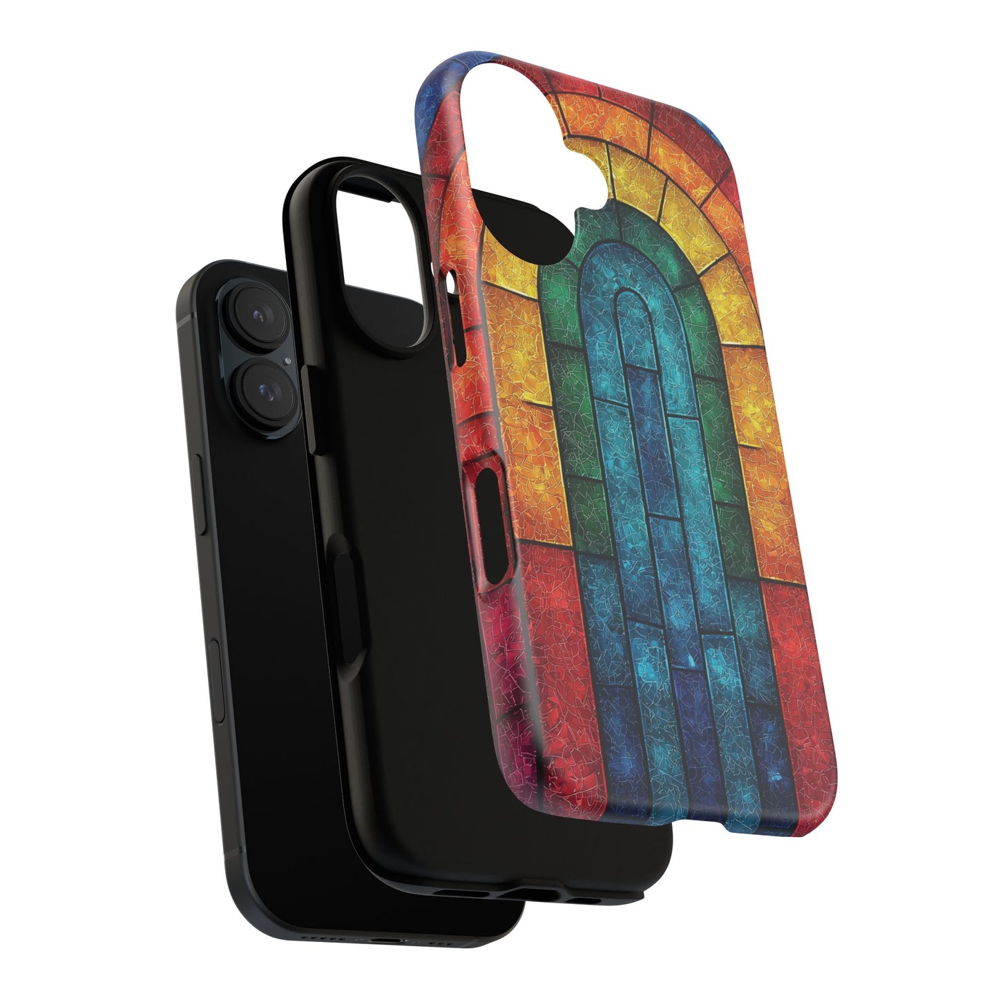 iPhone Phone Case Colorful Stained Glass Look Rainbow Phone Case Tough Cases for Nature Lovers Floral Phone Cover Gift for Mom Fall Aesthetic Eco-Friendly Design Wizard of Oz Lover