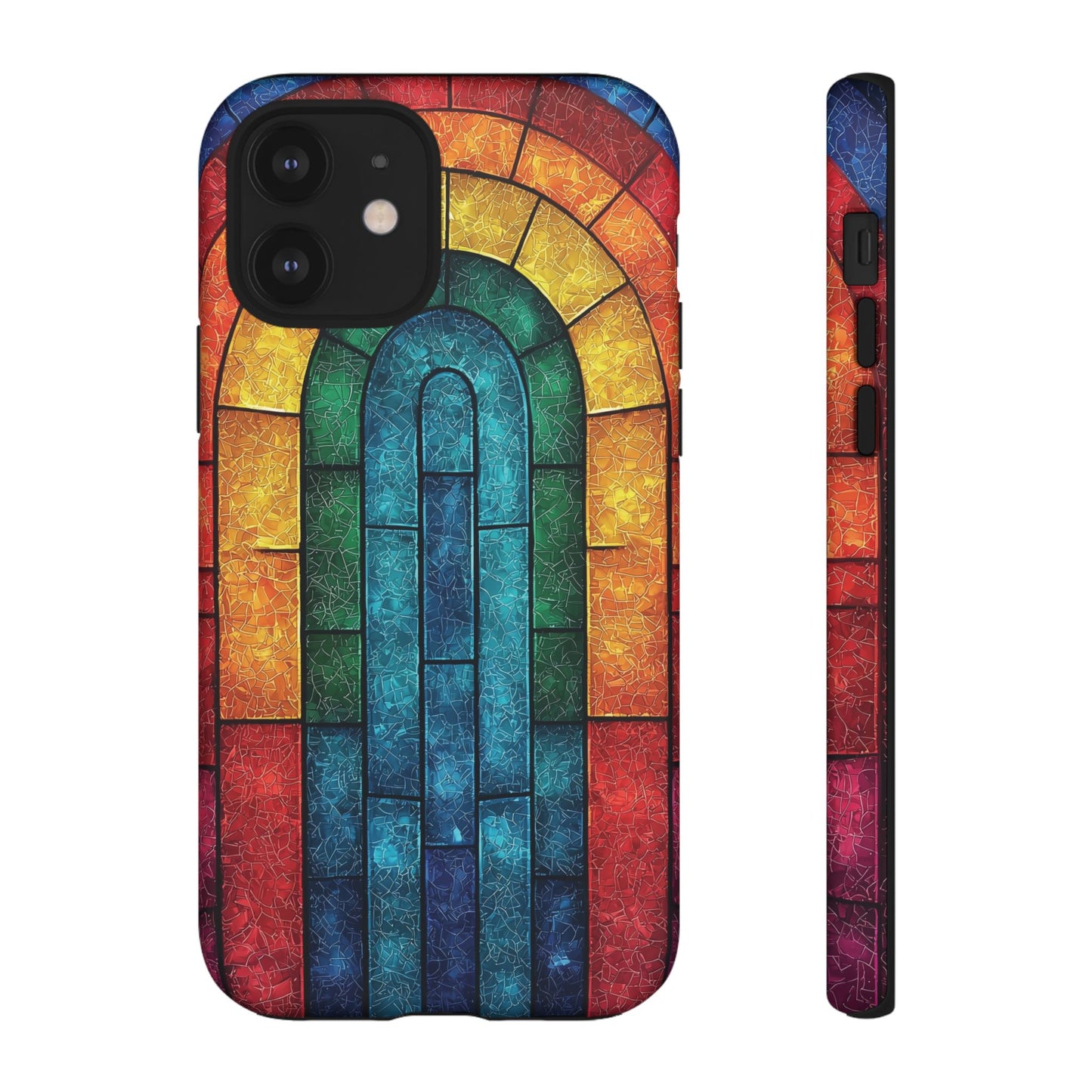 iPhone Phone Case Colorful Stained Glass Look Rainbow Phone Case Tough Cases for Nature Lovers Floral Phone Cover Gift for Mom Fall Aesthetic Eco-Friendly Design Wizard of Oz Lover