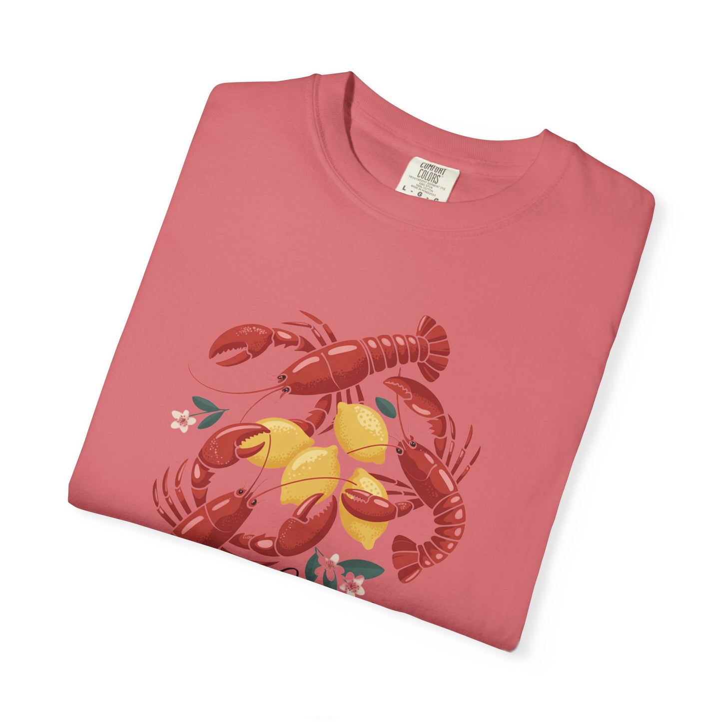 T-Shirt Fisherman Aesthetic Shirt Coastal Delights w/ Lobsters and Lemons Tee Gift for Sea Lovers Maine the Coast