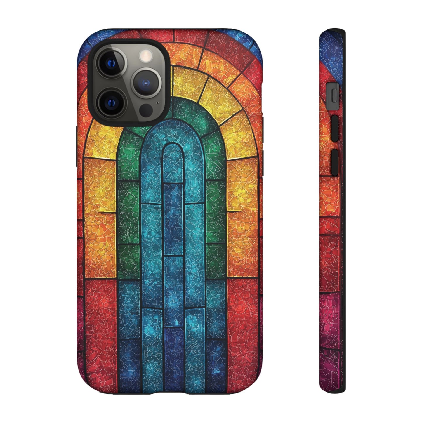 iPhone Phone Case Colorful Stained Glass Look Rainbow Phone Case Tough Cases for Nature Lovers Floral Phone Cover Gift for Mom Fall Aesthetic Eco-Friendly Design Wizard of Oz Lover