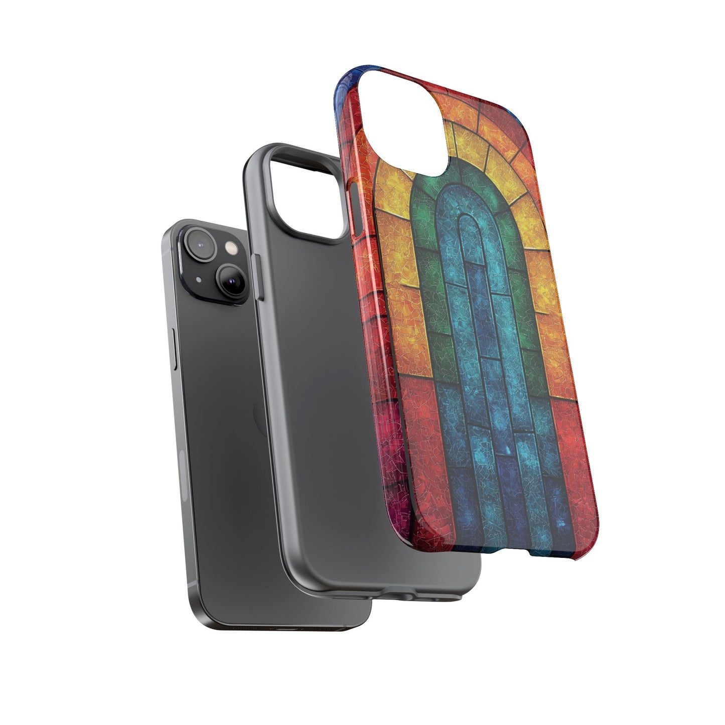 iPhone Phone Case Colorful Stained Glass Look Rainbow Phone Case Tough Cases for Nature Lovers Floral Phone Cover Gift for Mom Fall Aesthetic Eco-Friendly Design Wizard of Oz Lover