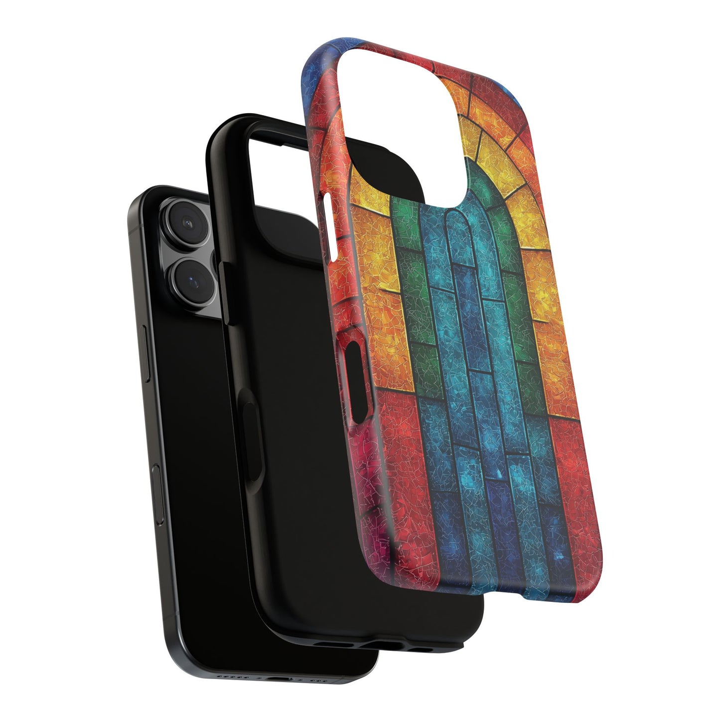 iPhone Phone Case Colorful Stained Glass Look Rainbow Phone Case Tough Cases for Nature Lovers Floral Phone Cover Gift for Mom Fall Aesthetic Eco-Friendly Design Wizard of Oz Lover