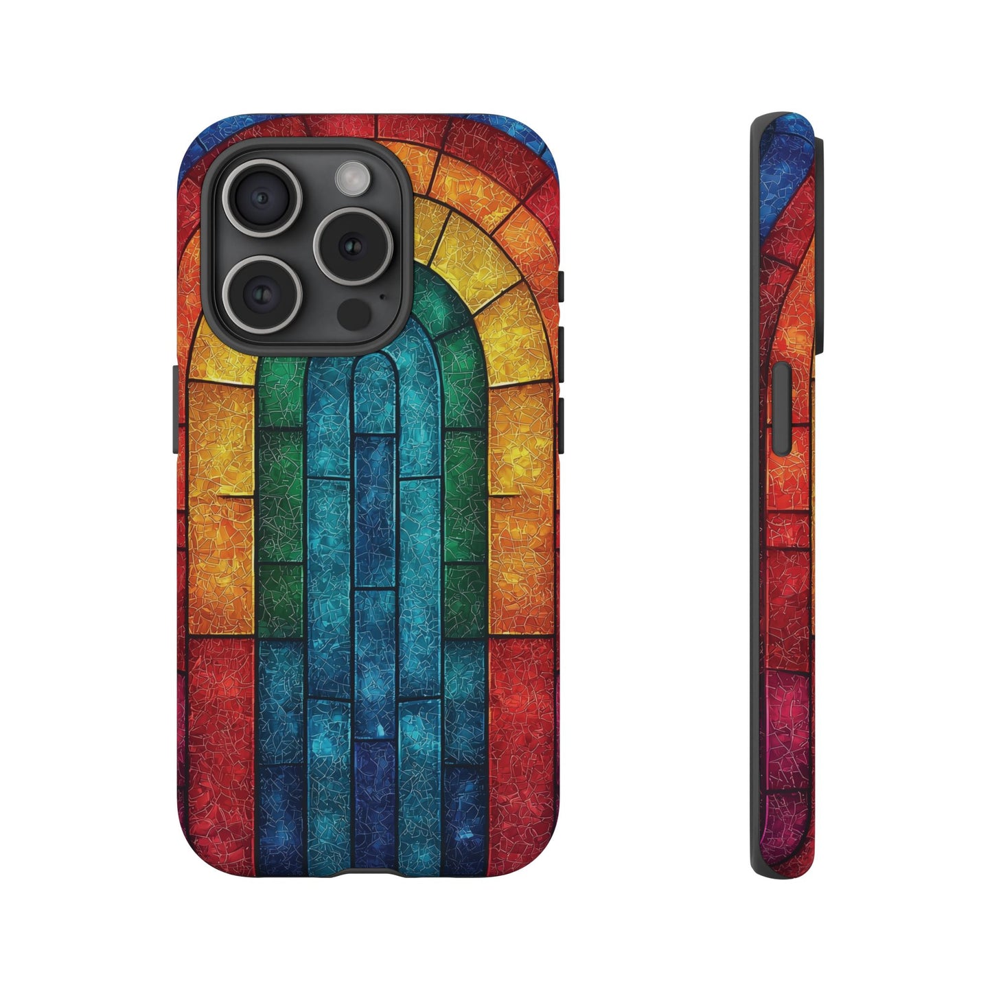iPhone Phone Case Colorful Stained Glass Look Rainbow Phone Case Tough Cases for Nature Lovers Floral Phone Cover Gift for Mom Fall Aesthetic Eco-Friendly Design Wizard of Oz Lover