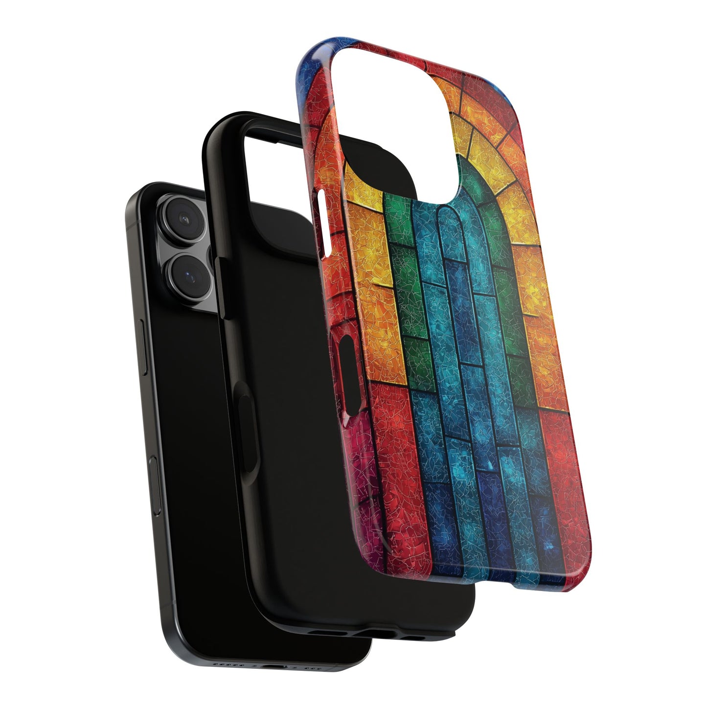 iPhone Phone Case Colorful Stained Glass Look Rainbow Phone Case Tough Cases for Nature Lovers Floral Phone Cover Gift for Mom Fall Aesthetic Eco-Friendly Design Wizard of Oz Lover
