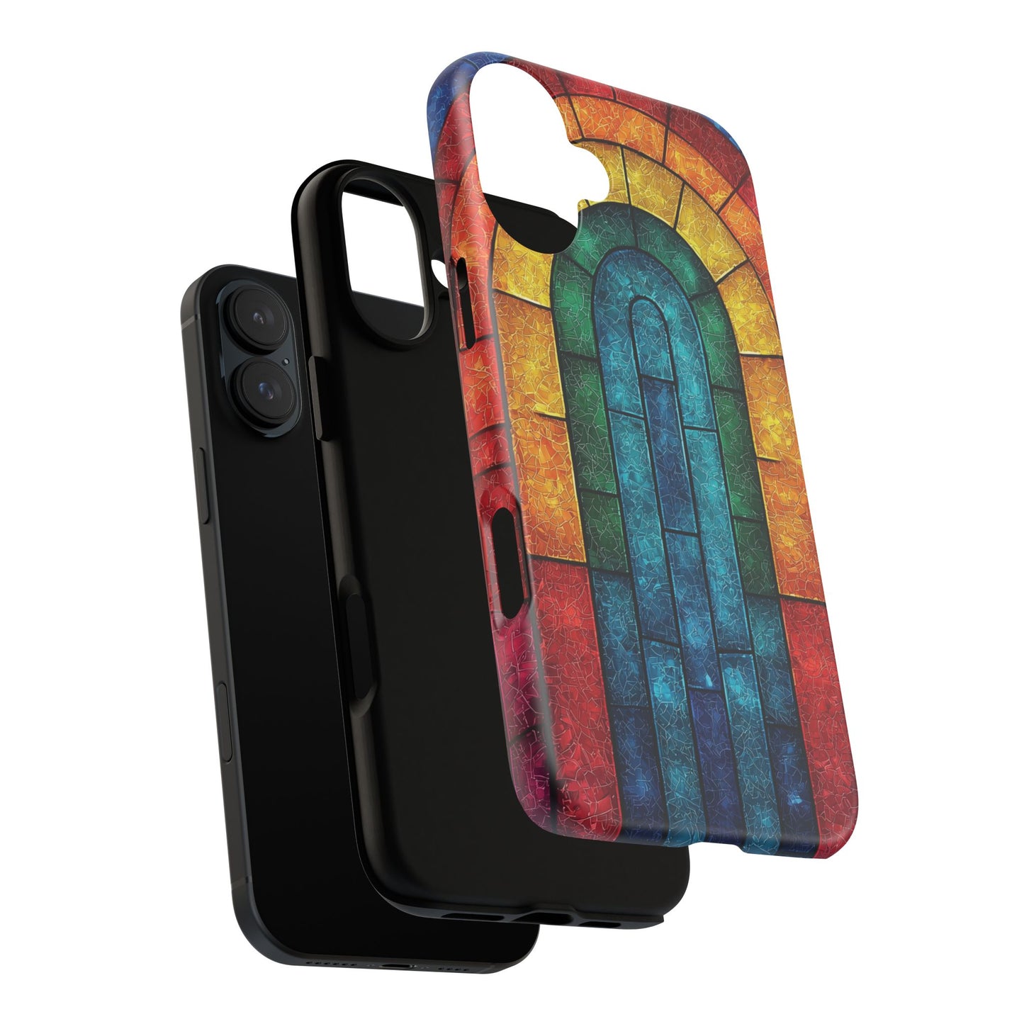 iPhone Phone Case Colorful Stained Glass Look Rainbow Phone Case Tough Cases for Nature Lovers Floral Phone Cover Gift for Mom Fall Aesthetic Eco-Friendly Design Wizard of Oz Lover