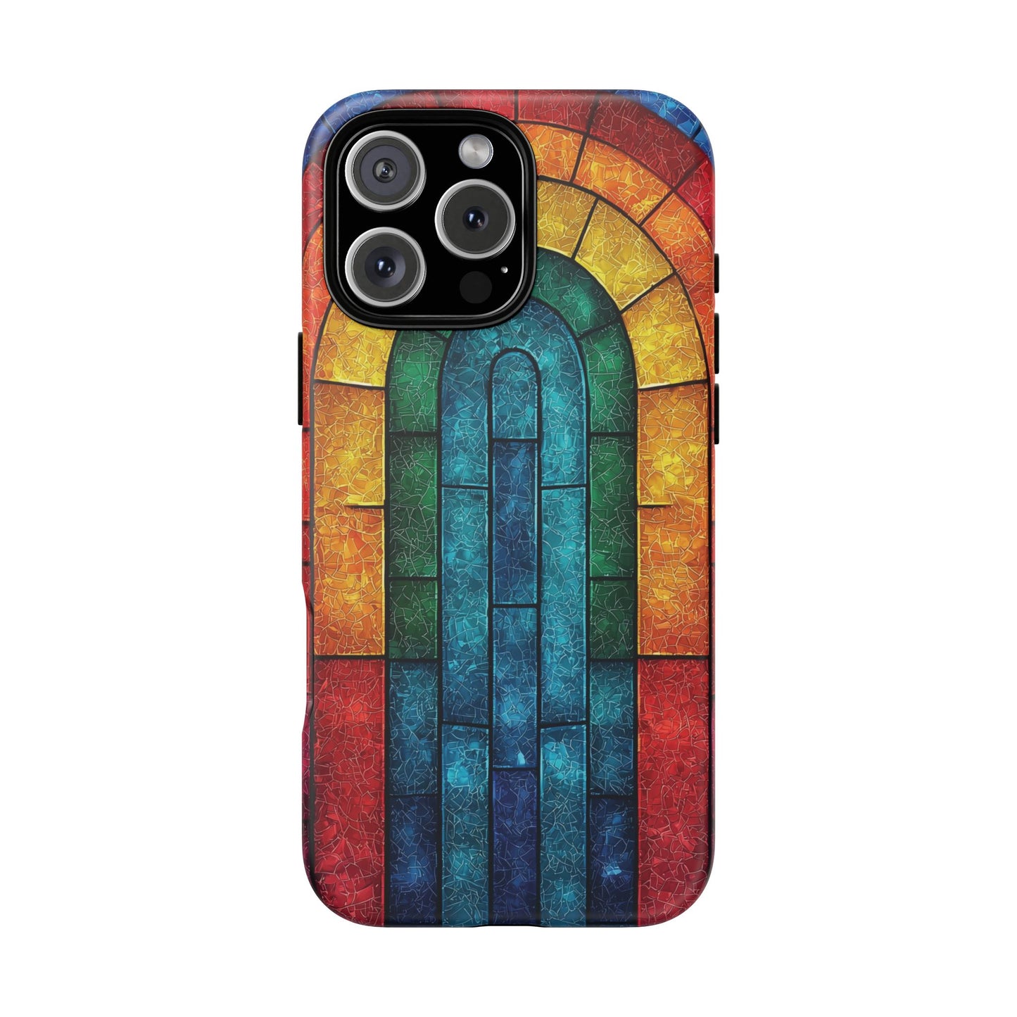 iPhone Phone Case Colorful Stained Glass Look Rainbow Phone Case Tough Cases for Nature Lovers Floral Phone Cover Gift for Mom Fall Aesthetic Eco-Friendly Design Wizard of Oz Lover