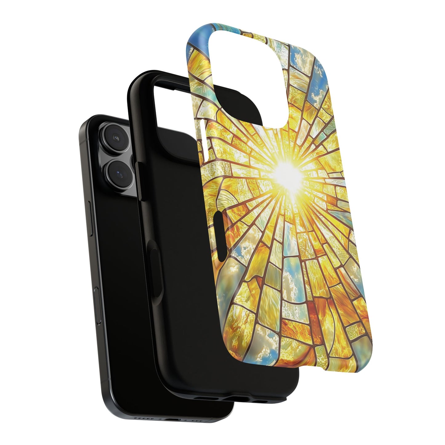 iPhone Phone Case Sun Stained Glass Tough Cases Vibrant Sunshine Design Unique Gift for Sunshine Lovers Colorful Phone Accessories for Summer Lovers