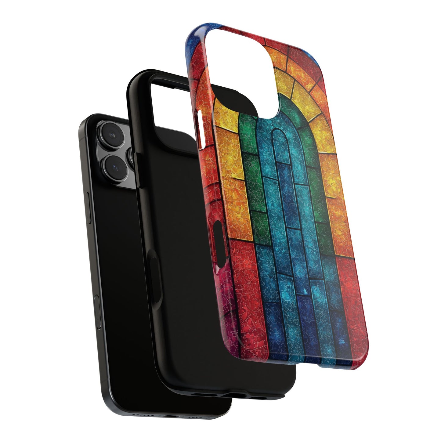 iPhone Phone Case Colorful Stained Glass Look Rainbow Phone Case Tough Cases for Nature Lovers Floral Phone Cover Gift for Mom Fall Aesthetic Eco-Friendly Design Wizard of Oz Lover