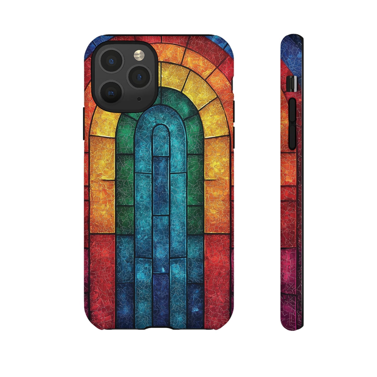 iPhone Phone Case Colorful Stained Glass Look Rainbow Phone Case Tough Cases for Nature Lovers Floral Phone Cover Gift for Mom Fall Aesthetic Eco-Friendly Design Wizard of Oz Lover