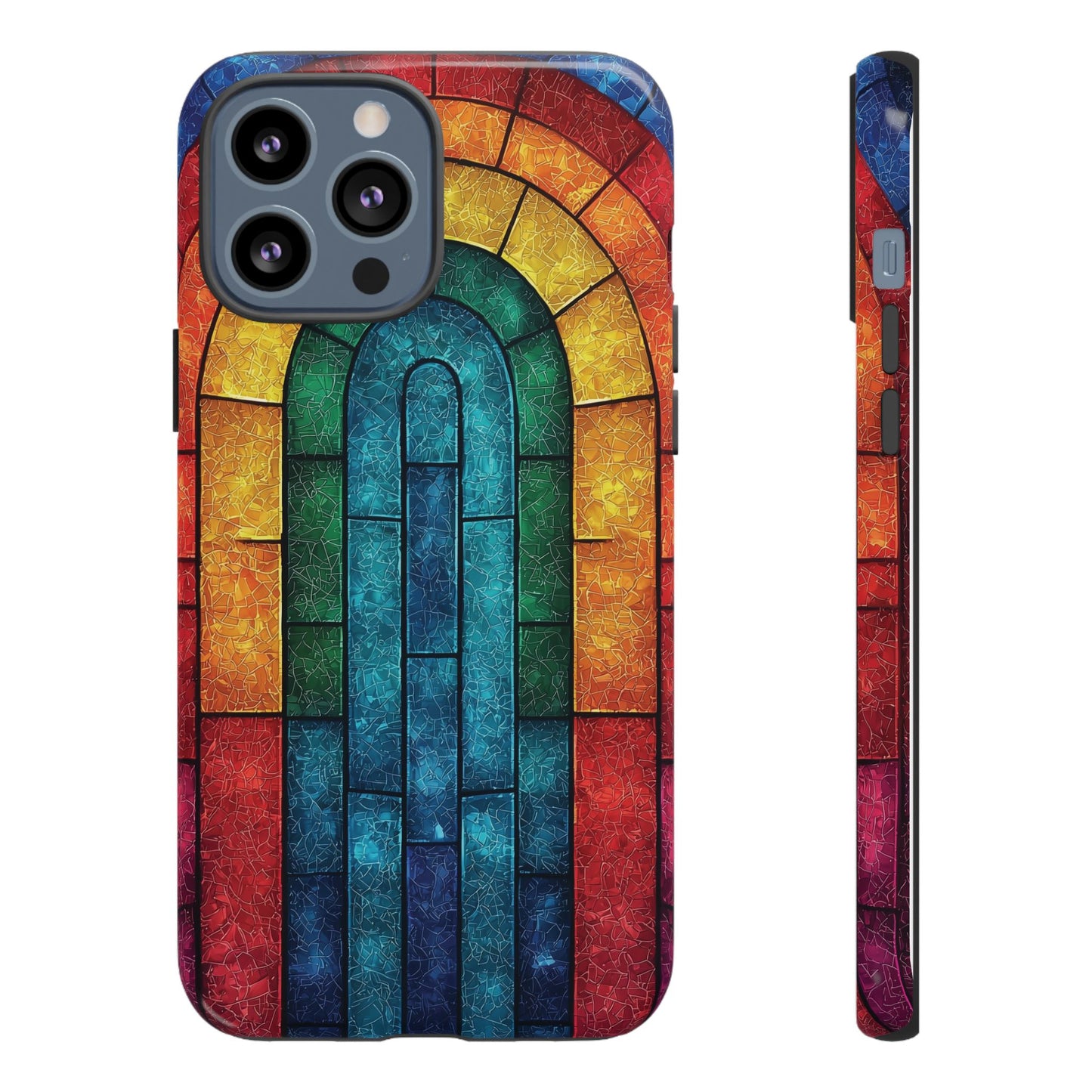 iPhone Phone Case Colorful Stained Glass Look Rainbow Phone Case Tough Cases for Nature Lovers Floral Phone Cover Gift for Mom Fall Aesthetic Eco-Friendly Design Wizard of Oz Lover