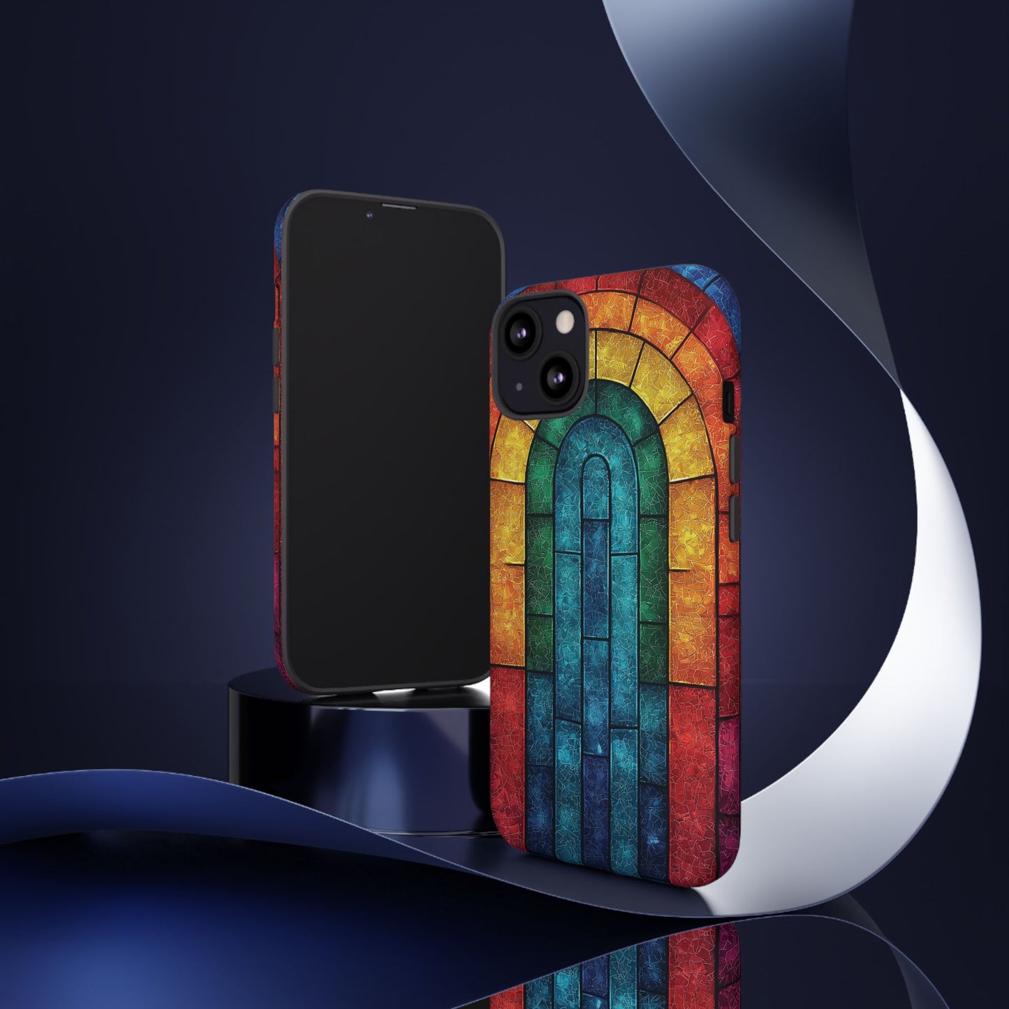 iPhone Phone Case Colorful Stained Glass Look Rainbow Phone Case Tough Cases for Nature Lovers Floral Phone Cover Gift for Mom Fall Aesthetic Eco-Friendly Design Wizard of Oz Lover