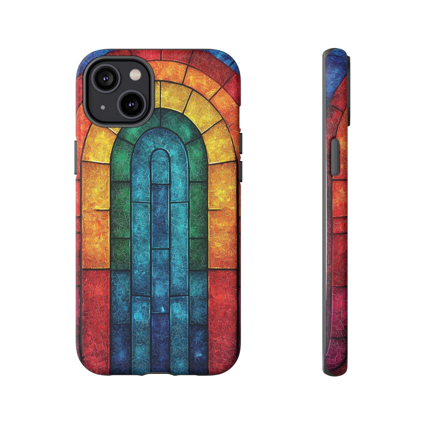 iPhone Phone Case Colorful Stained Glass Look Rainbow Phone Case Tough Cases for Nature Lovers Floral Phone Cover Gift for Mom Fall Aesthetic Eco-Friendly Design Wizard of Oz Lover