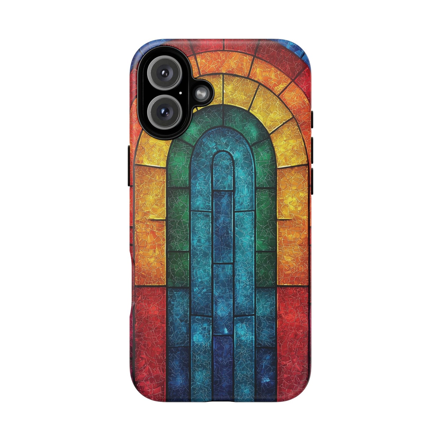 iPhone Phone Case Colorful Stained Glass Look Rainbow Phone Case Tough Cases for Nature Lovers Floral Phone Cover Gift for Mom Fall Aesthetic Eco-Friendly Design Wizard of Oz Lover