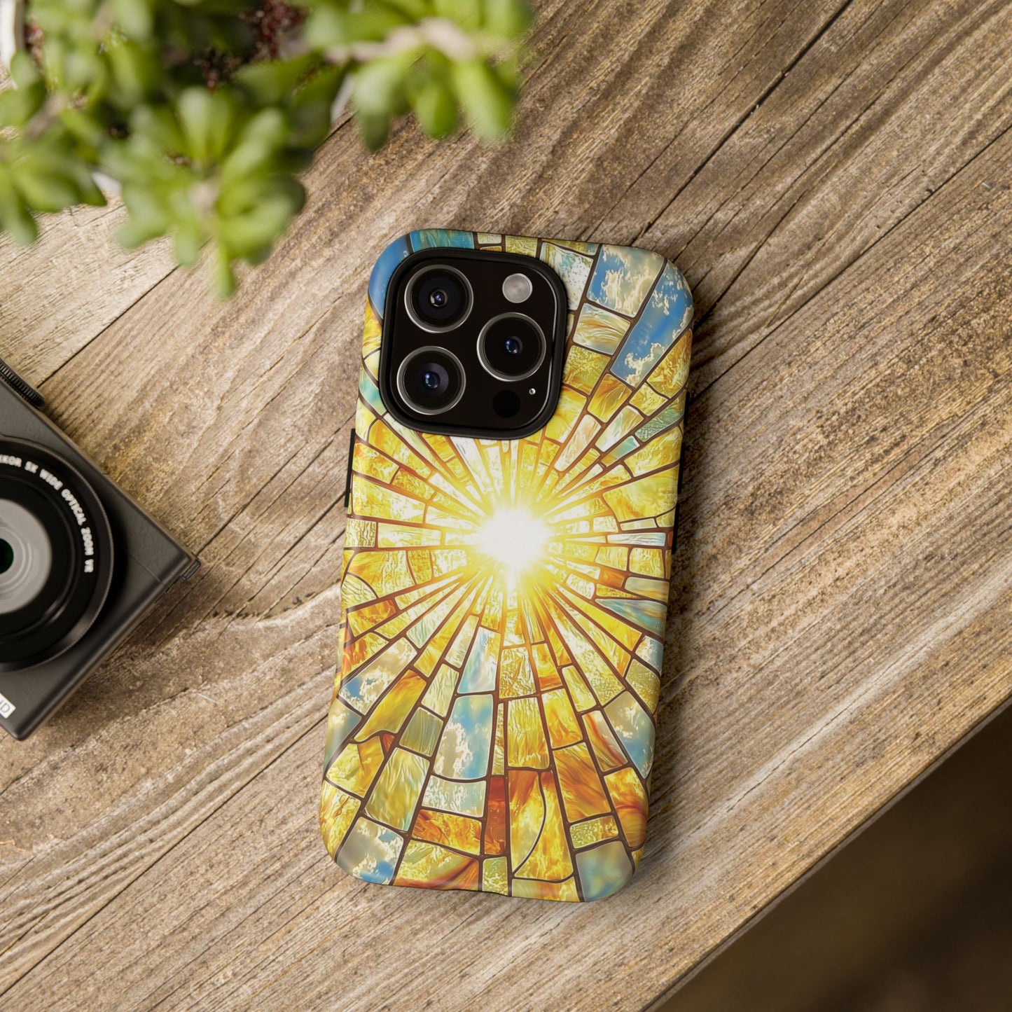 iPhone Phone Case Sun Stained Glass Tough Cases Vibrant Sunshine Design Unique Gift for Sunshine Lovers Colorful Phone Accessories for Summer Lovers