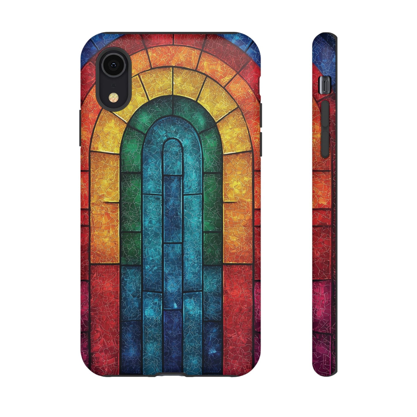 iPhone Phone Case Colorful Stained Glass Look Rainbow Phone Case Tough Cases for Nature Lovers Floral Phone Cover Gift for Mom Fall Aesthetic Eco-Friendly Design Wizard of Oz Lover
