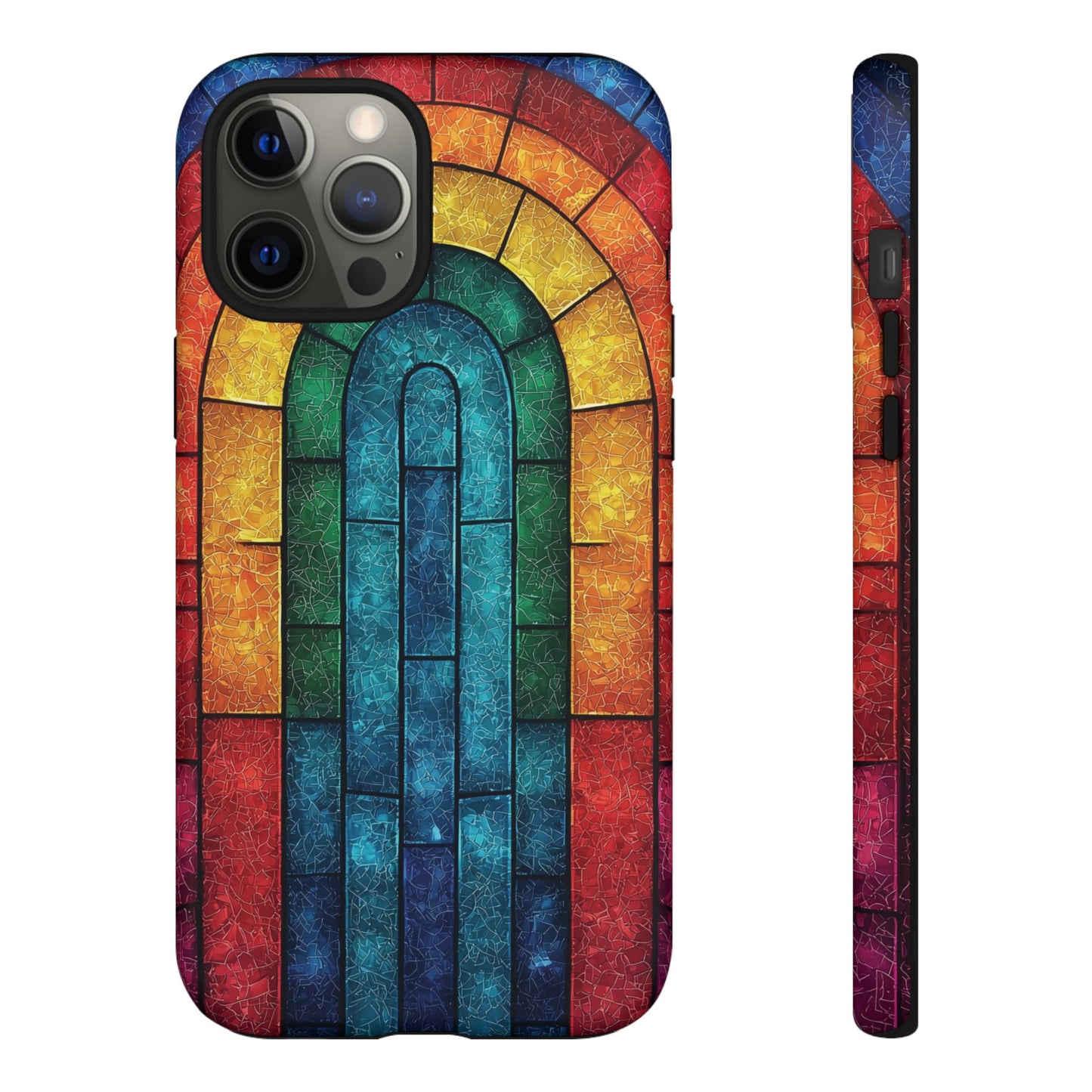 iPhone Phone Case Colorful Stained Glass Look Rainbow Phone Case Tough Cases for Nature Lovers Floral Phone Cover Gift for Mom Fall Aesthetic Eco-Friendly Design Wizard of Oz Lover