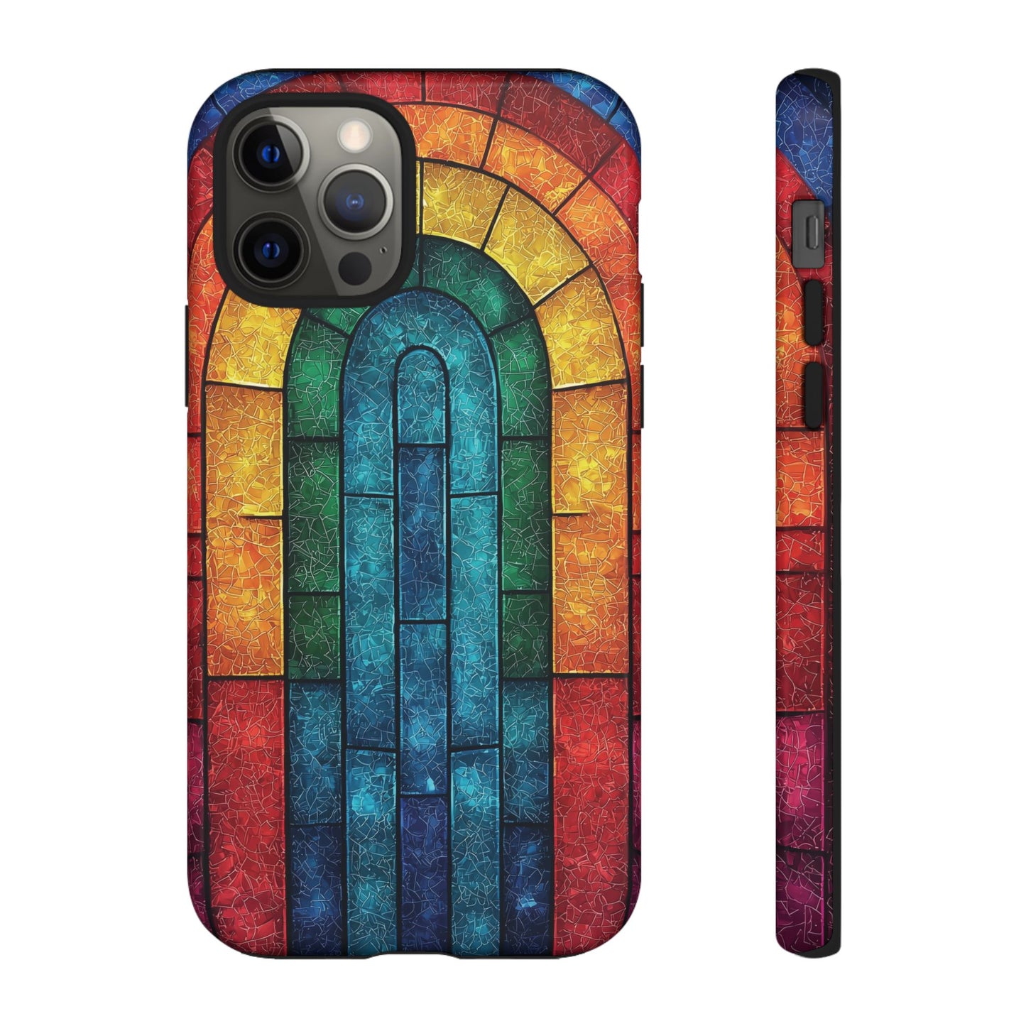 iPhone Phone Case Colorful Stained Glass Look Rainbow Phone Case Tough Cases for Nature Lovers Floral Phone Cover Gift for Mom Fall Aesthetic Eco-Friendly Design Wizard of Oz Lover