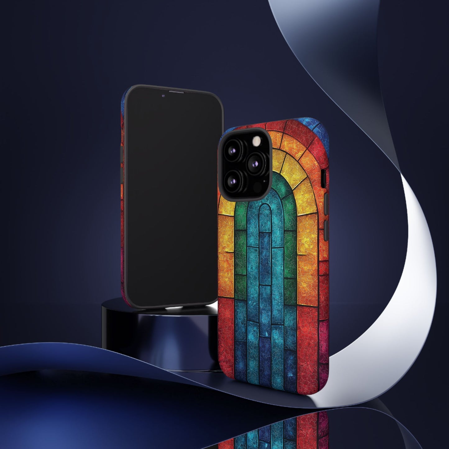iPhone Phone Case Colorful Stained Glass Look Rainbow Phone Case Tough Cases for Nature Lovers Floral Phone Cover Gift for Mom Fall Aesthetic Eco-Friendly Design Wizard of Oz Lover