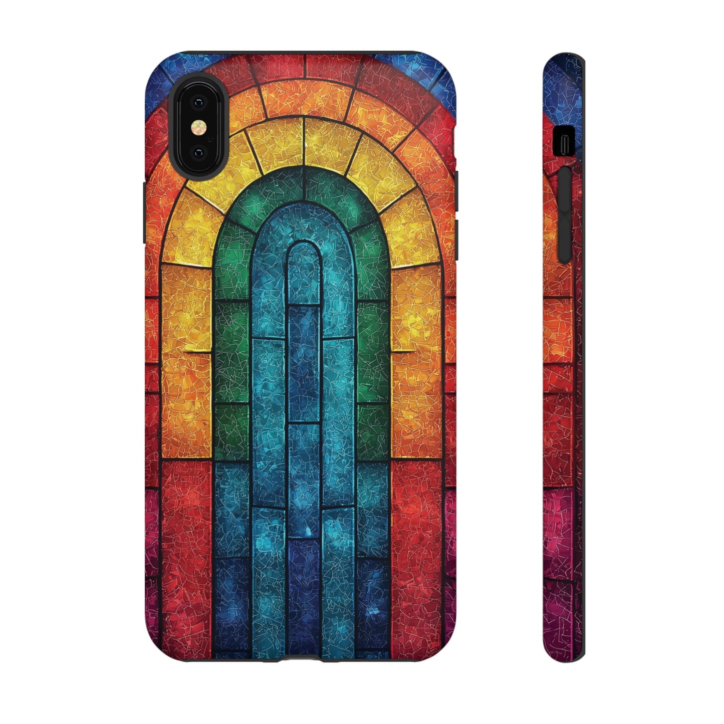 iPhone Phone Case Colorful Stained Glass Look Rainbow Phone Case Tough Cases for Nature Lovers Floral Phone Cover Gift for Mom Fall Aesthetic Eco-Friendly Design Wizard of Oz Lover