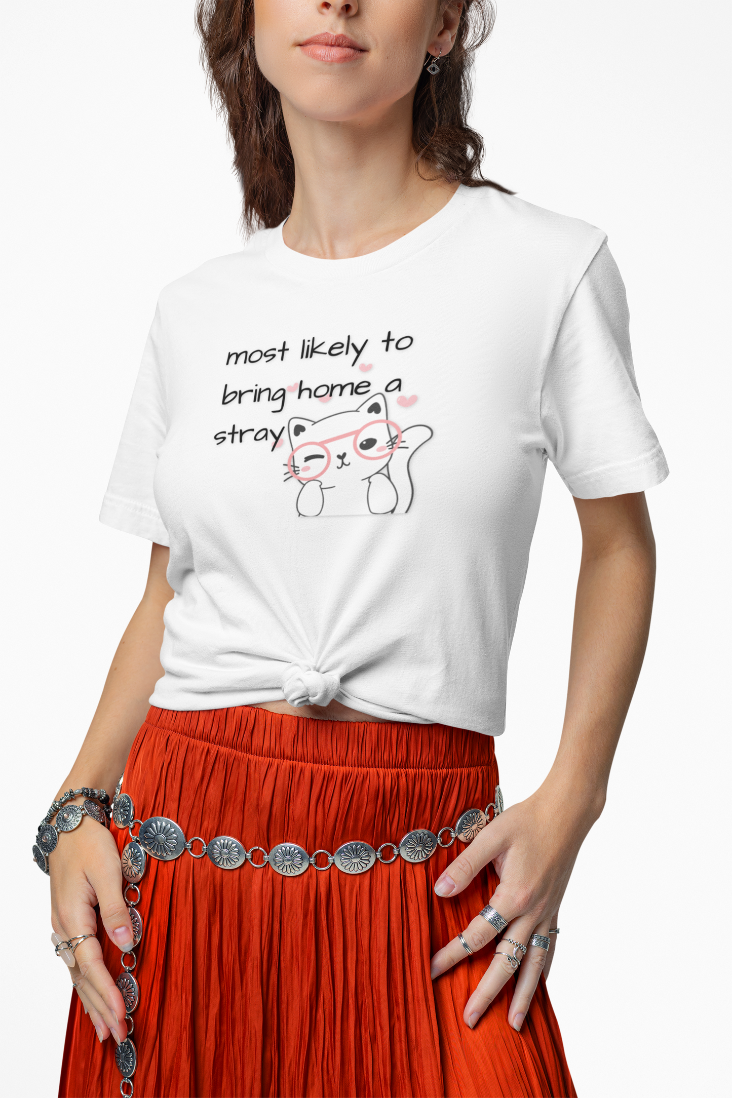 T-Shirt "Most Likely to Bring Home a Stray" Cat Lover Dog Lover Animal Lover Short Sleeve Tee