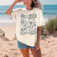 Fisherman's Aesthetic Doodle Shirt Nautical Adventure Graphic T-Shirt for Ocean Lovers
