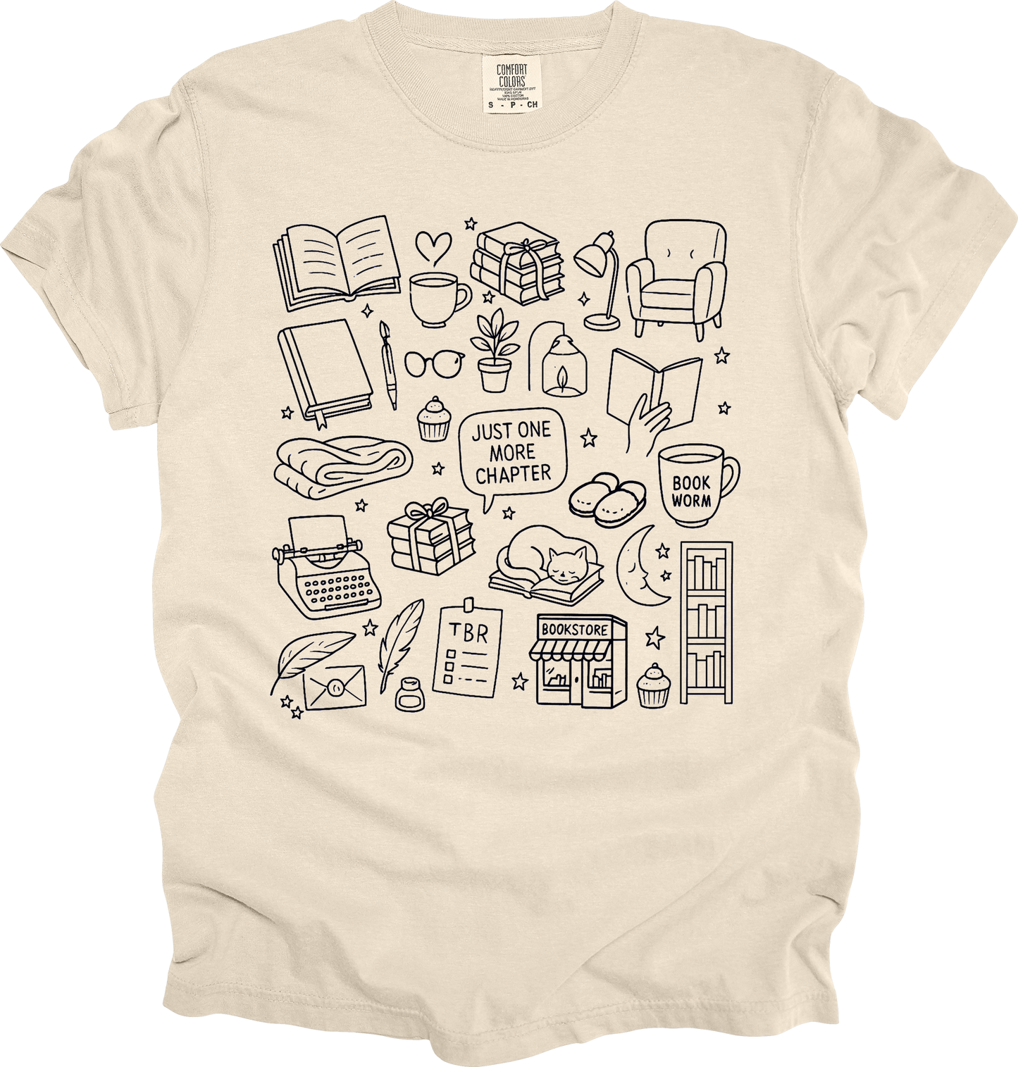 T-Shirt Book Lover T-Shirt Just One More Chapter Tee for Readers Gift Book Nerd Shirt