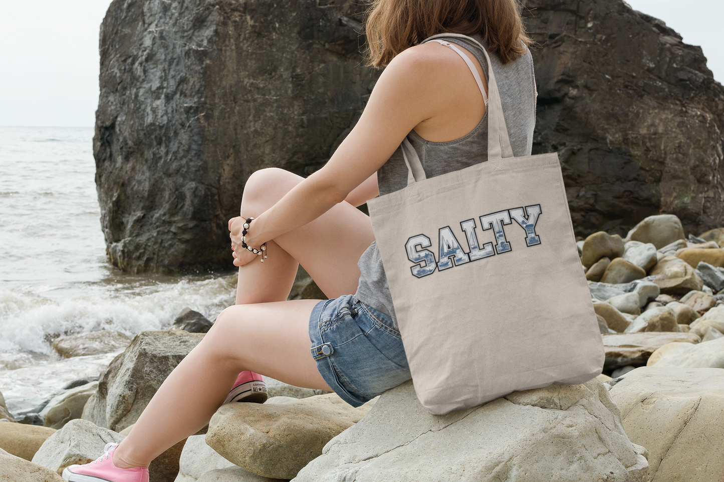 Salty Tote Bag For Ocean Lovers Sailors Tote Beach Bag Carry All for Beach Sailing Boating Eco-Friendly