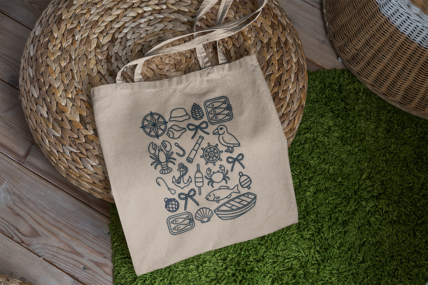 Tote Bag Creative Canvas Bag Fisherman Tote Eco-Friendly Bag Sailing Gifts Everyday Carryall Fisherman Aesthetic