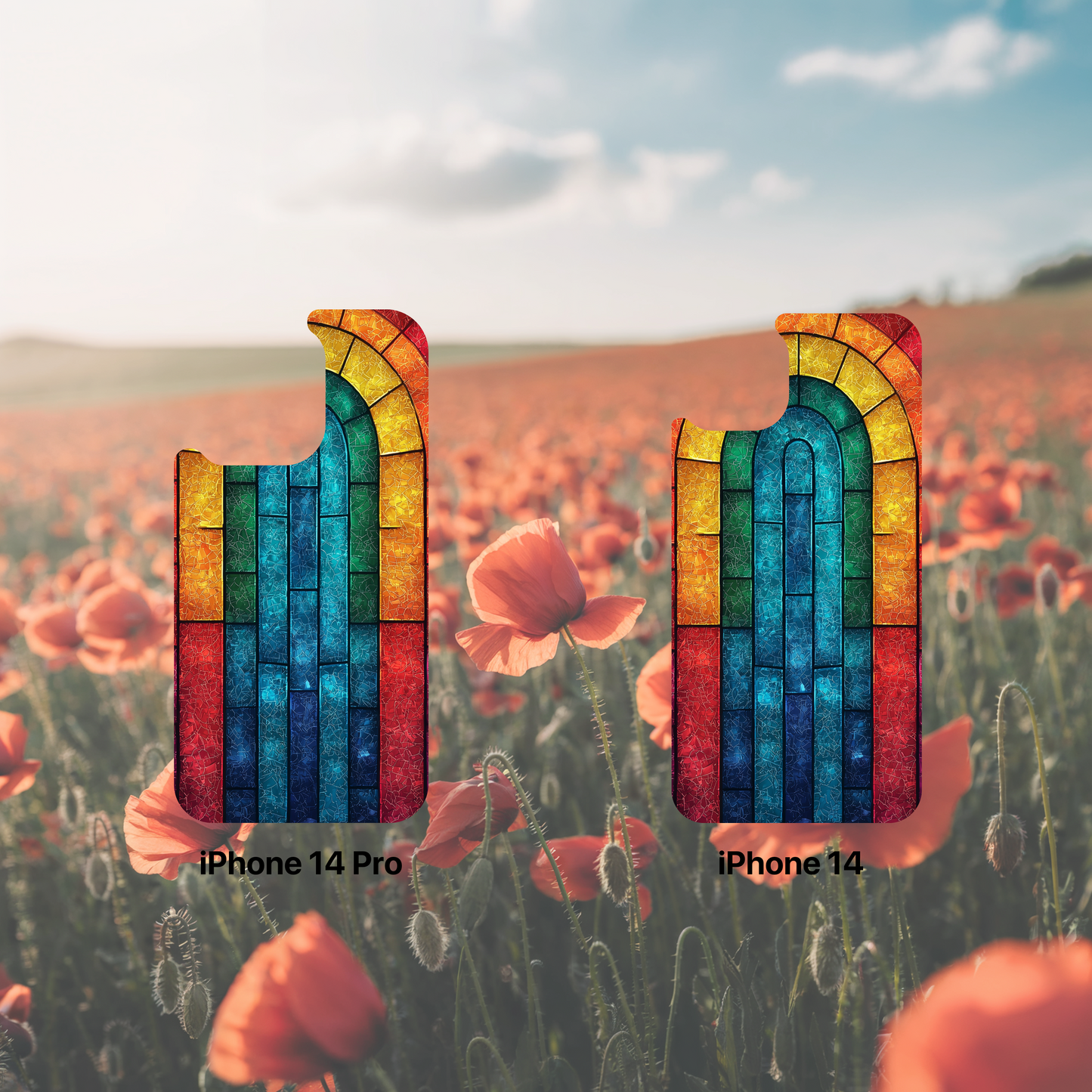 iPhone Phone Case Colorful Stained Glass Look Rainbow Phone Case Tough Cases for Nature Lovers Floral Phone Cover Gift for Mom Fall Aesthetic Eco-Friendly Design Wizard of Oz Lover
