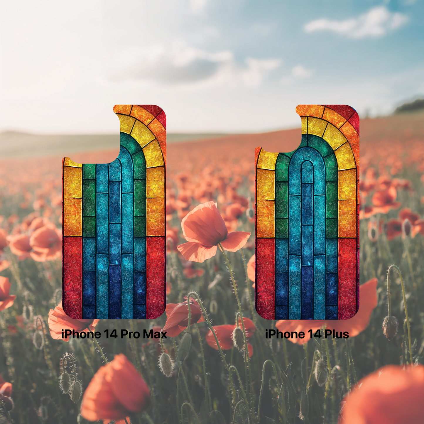 iPhone Phone Case Colorful Stained Glass Look Rainbow Phone Case Tough Cases for Nature Lovers Floral Phone Cover Gift for Mom Fall Aesthetic Eco-Friendly Design Wizard of Oz Lover