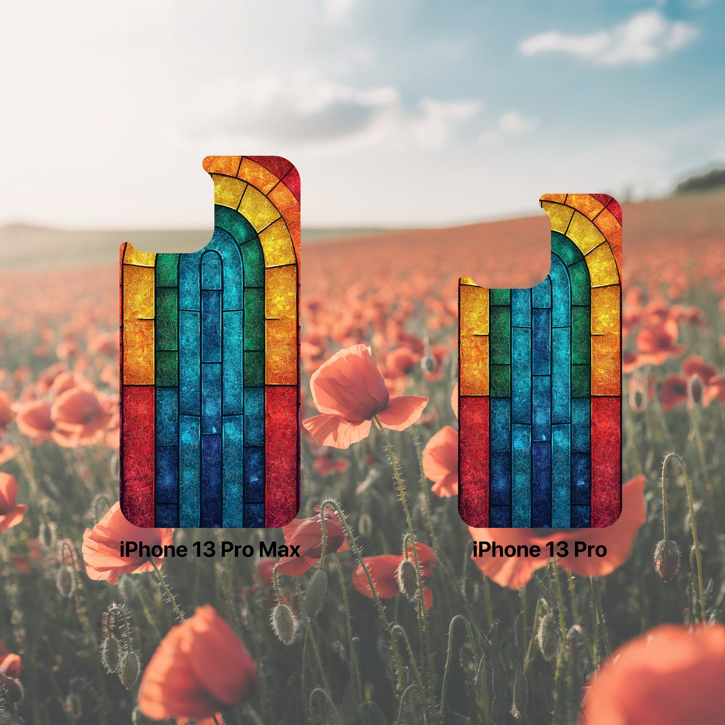 iPhone Phone Case Colorful Stained Glass Look Rainbow Phone Case Tough Cases for Nature Lovers Floral Phone Cover Gift for Mom Fall Aesthetic Eco-Friendly Design Wizard of Oz Lover