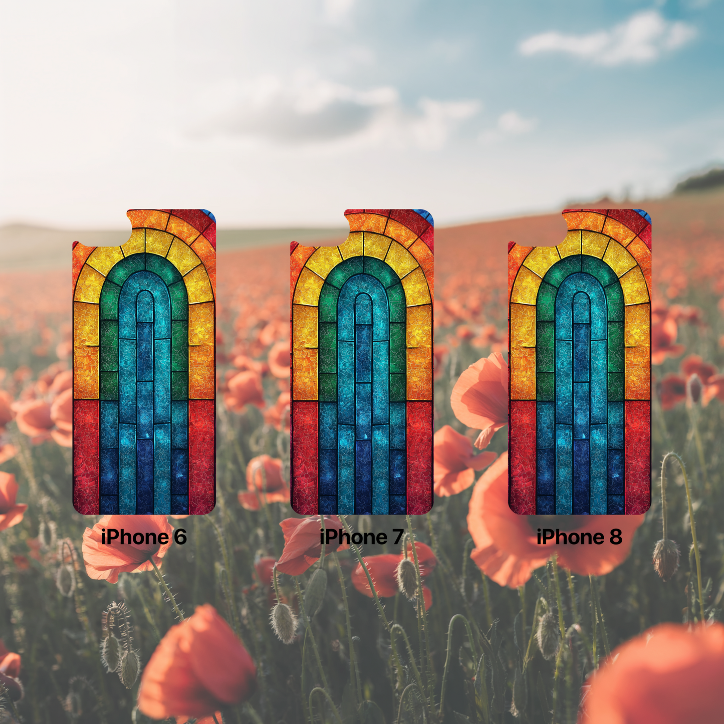 iPhone Phone Case Colorful Stained Glass Look Rainbow Phone Case Tough Cases for Nature Lovers Floral Phone Cover Gift for Mom Fall Aesthetic Eco-Friendly Design Wizard of Oz Lover