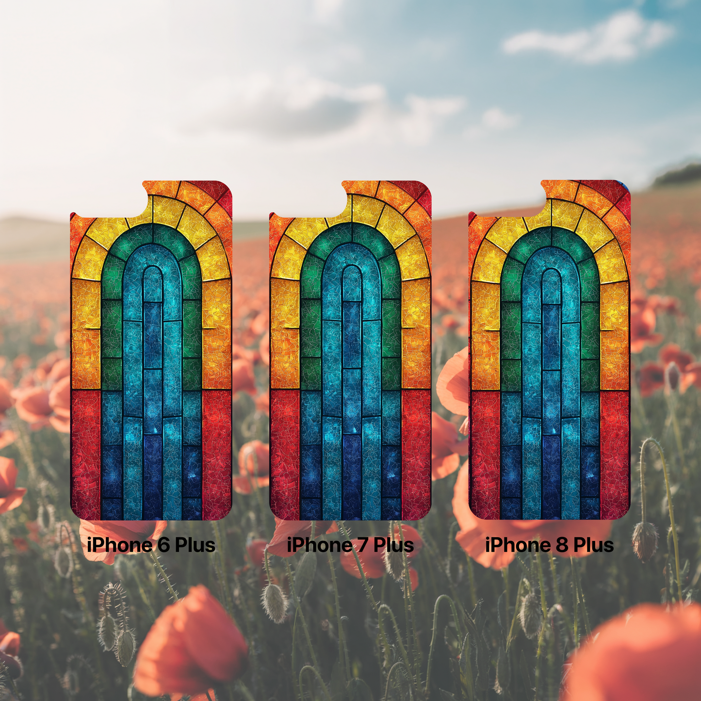 iPhone Phone Case Colorful Stained Glass Look Rainbow Phone Case Tough Cases for Nature Lovers Floral Phone Cover Gift for Mom Fall Aesthetic Eco-Friendly Design Wizard of Oz Lover