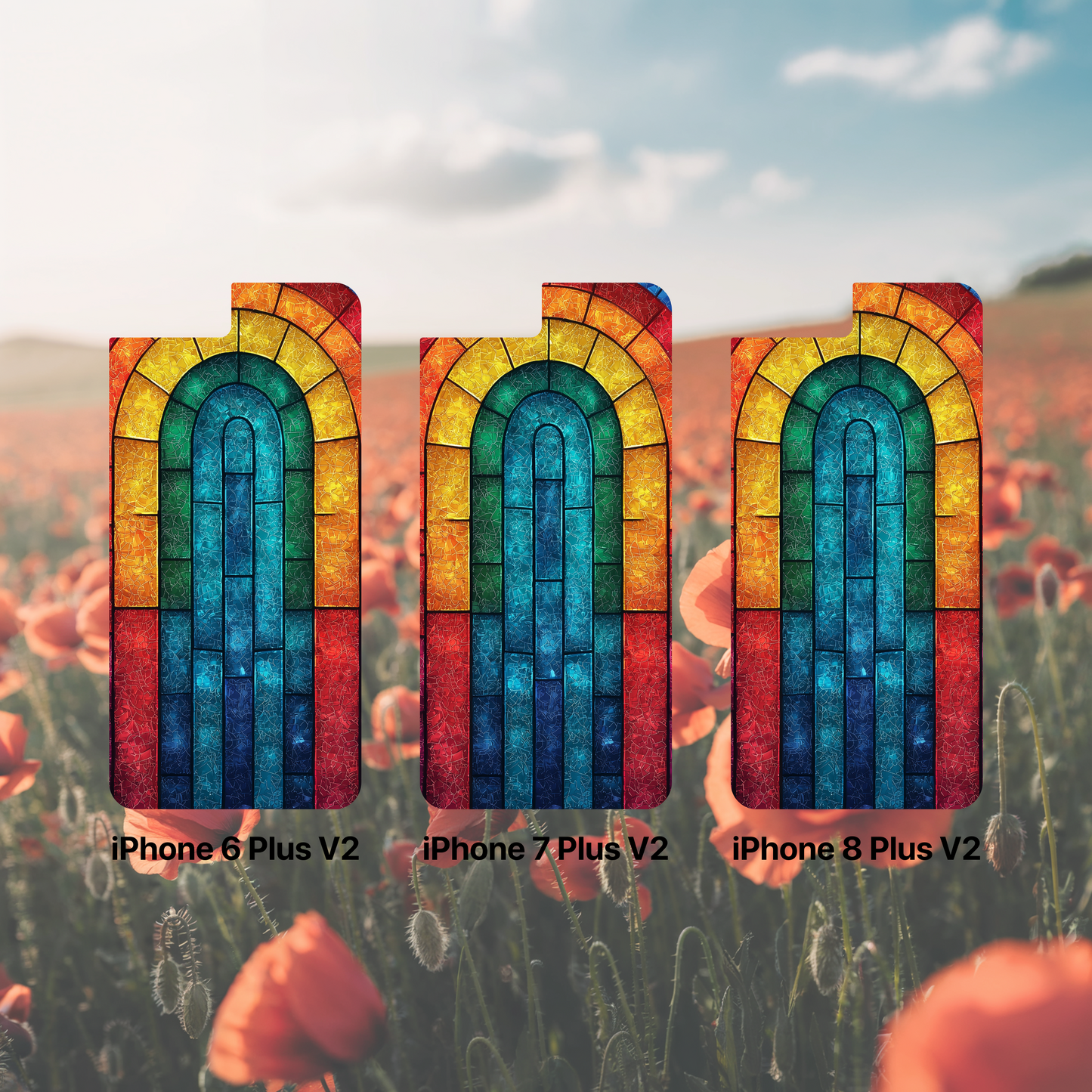 iPhone Phone Case Colorful Stained Glass Look Rainbow Phone Case Tough Cases for Nature Lovers Floral Phone Cover Gift for Mom Fall Aesthetic Eco-Friendly Design Wizard of Oz Lover