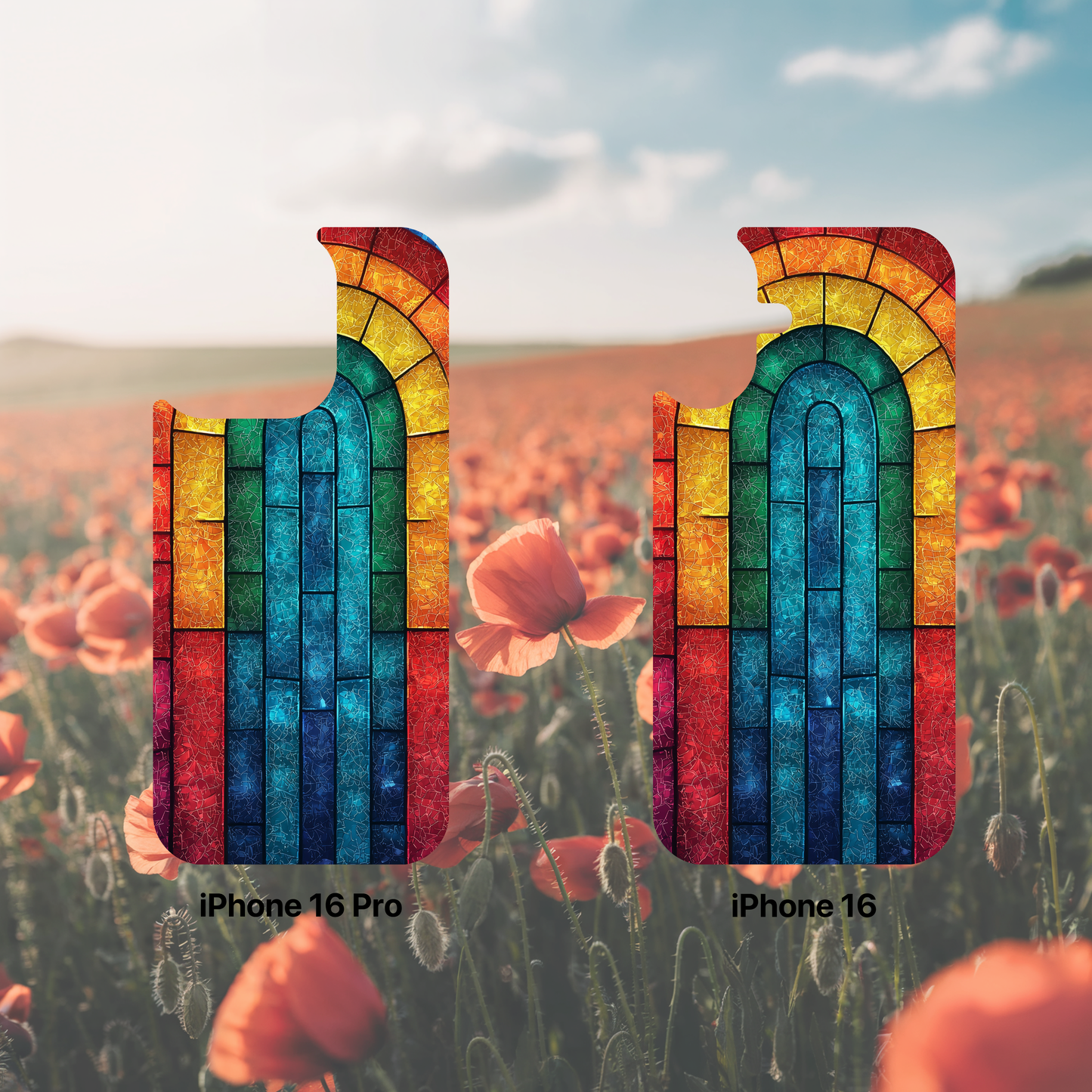 iPhone Phone Case Colorful Stained Glass Look Rainbow Phone Case Tough Cases for Nature Lovers Floral Phone Cover Gift for Mom Fall Aesthetic Eco-Friendly Design Wizard of Oz Lover