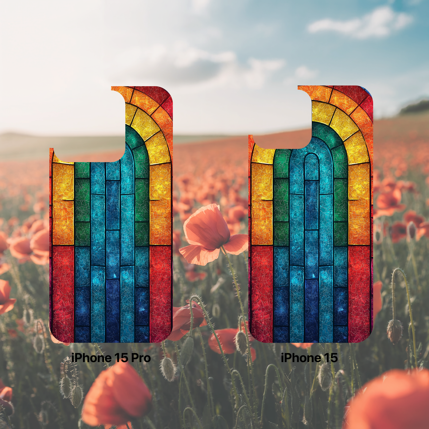 iPhone Phone Case Colorful Stained Glass Look Rainbow Phone Case Tough Cases for Nature Lovers Floral Phone Cover Gift for Mom Fall Aesthetic Eco-Friendly Design Wizard of Oz Lover