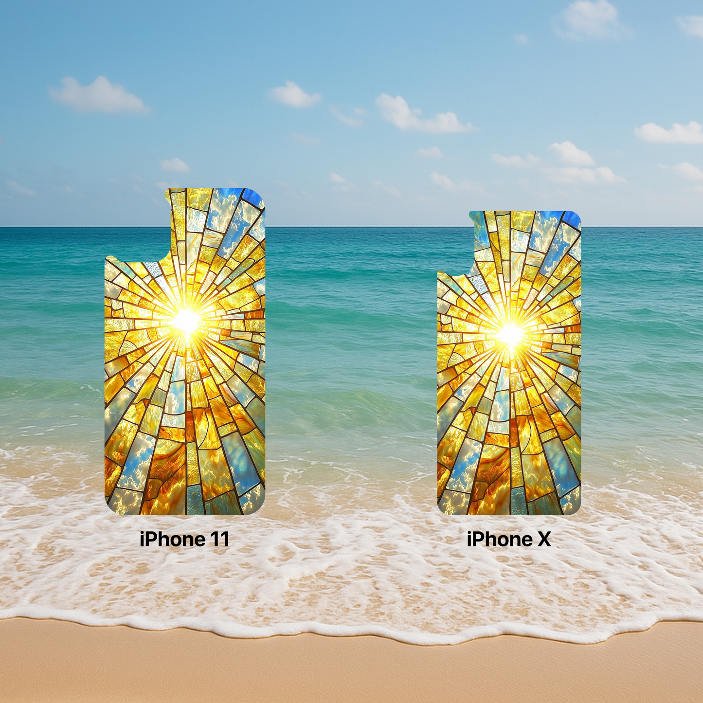 iPhone Phone Case Sun Stained Glass Tough Cases Vibrant Sunshine Design Unique Gift for Sunshine Lovers Colorful Phone Accessories for Summer Lovers