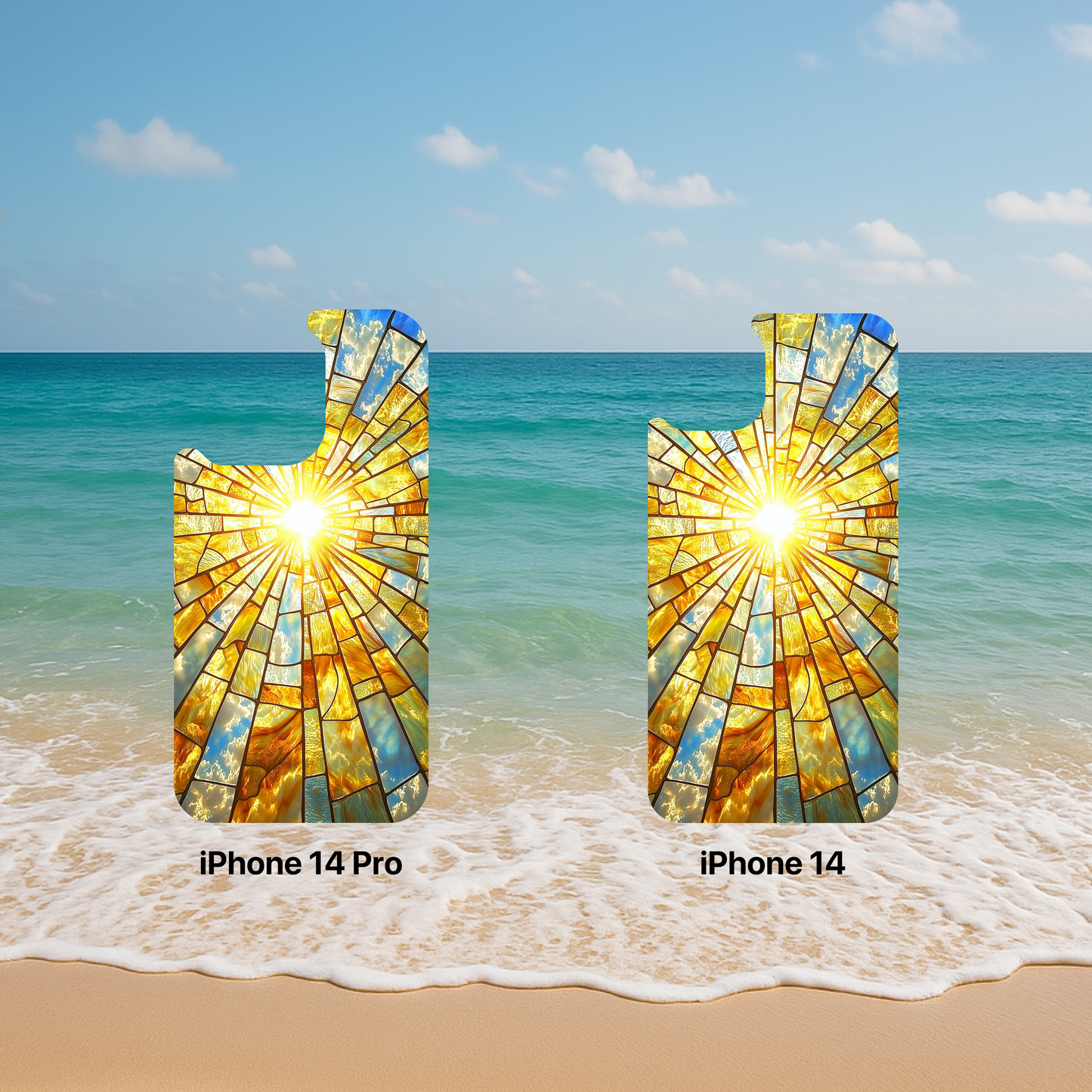 iPhone Phone Case Sun Stained Glass Tough Cases Vibrant Sunshine Design Unique Gift for Sunshine Lovers Colorful Phone Accessories for Summer Lovers