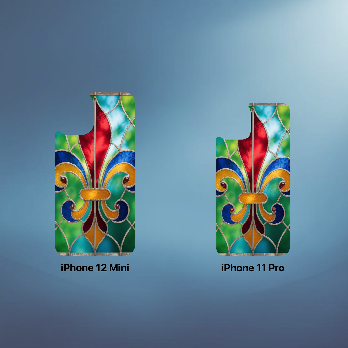 iPhone Phone Case Stained Glass Look Fleur di Lis Tough Cases Vibrant Chateaucore Design Unique Gift for Castle Lovers Colorful Phone Accessories for Fleur di Lis Lovers