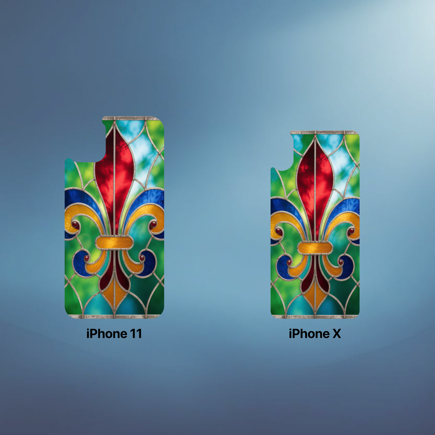 iPhone Phone Case Stained Glass Look Fleur di Lis Tough Cases Vibrant Chateaucore Design Unique Gift for Castle Lovers Colorful Phone Accessories for Fleur di Lis Lovers