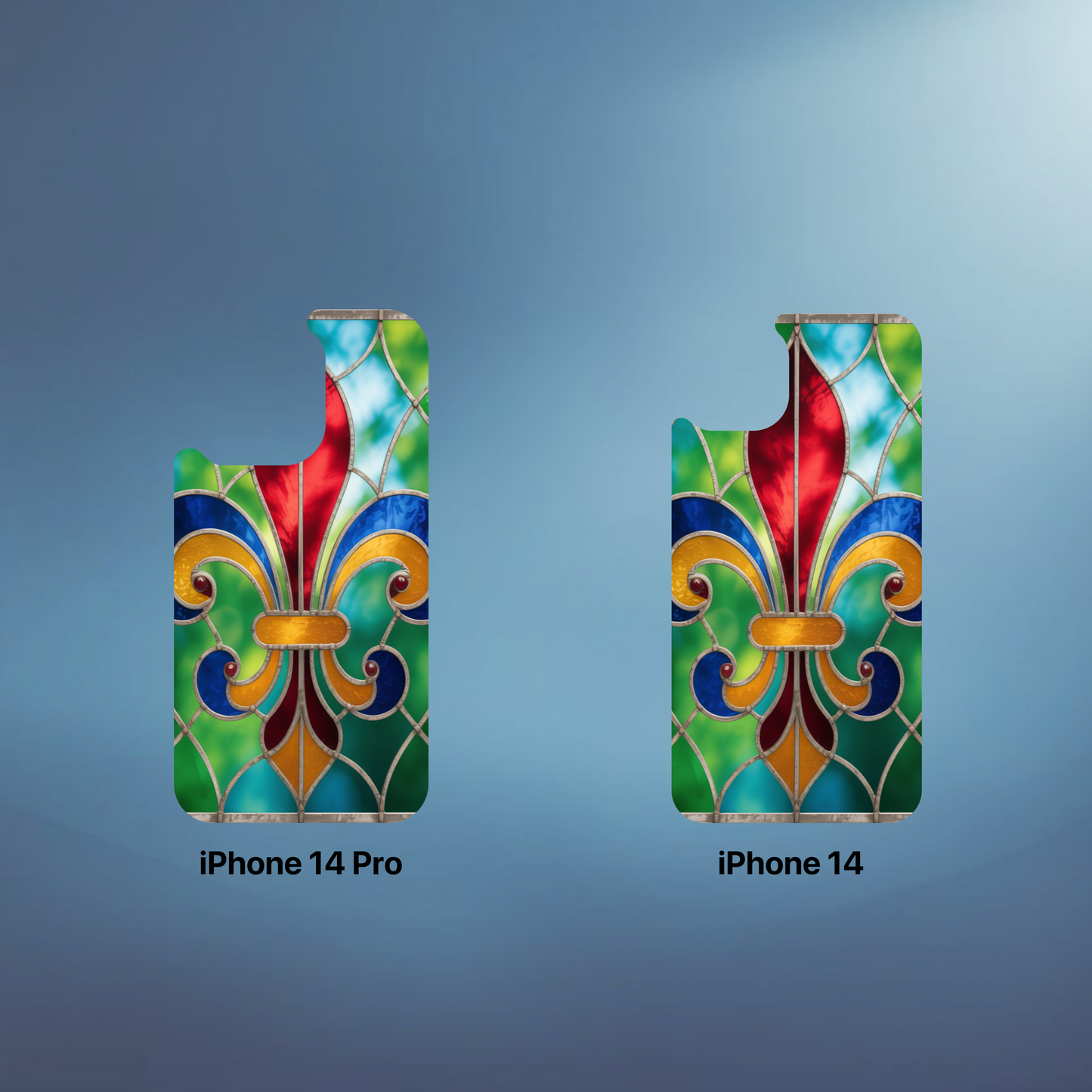 iPhone Phone Case Stained Glass Look Fleur di Lis Tough Cases Vibrant Chateaucore Design Unique Gift for Castle Lovers Colorful Phone Accessories for Fleur di Lis Lovers