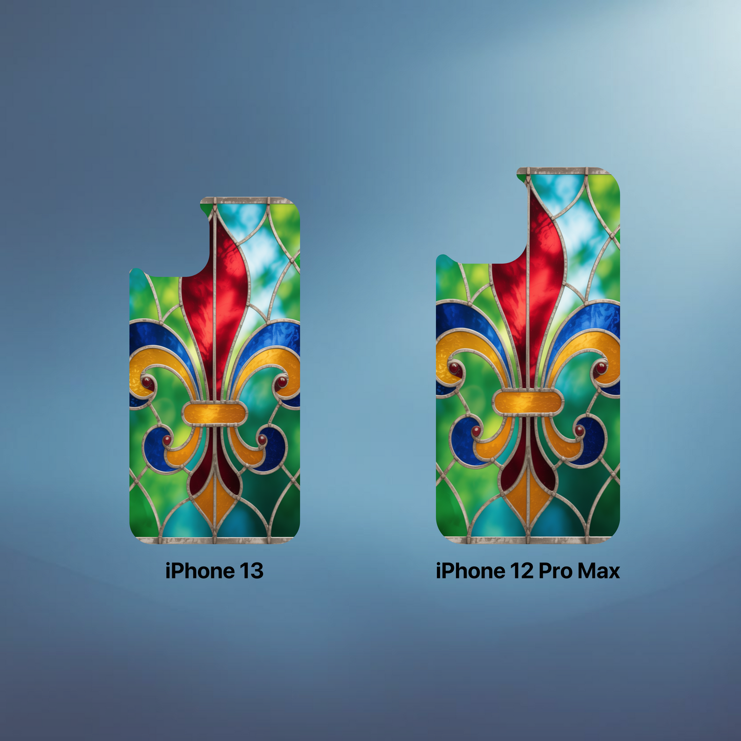 iPhone Phone Case Stained Glass Look Fleur di Lis Tough Cases Vibrant Chateaucore Design Unique Gift for Castle Lovers Colorful Phone Accessories for Fleur di Lis Lovers