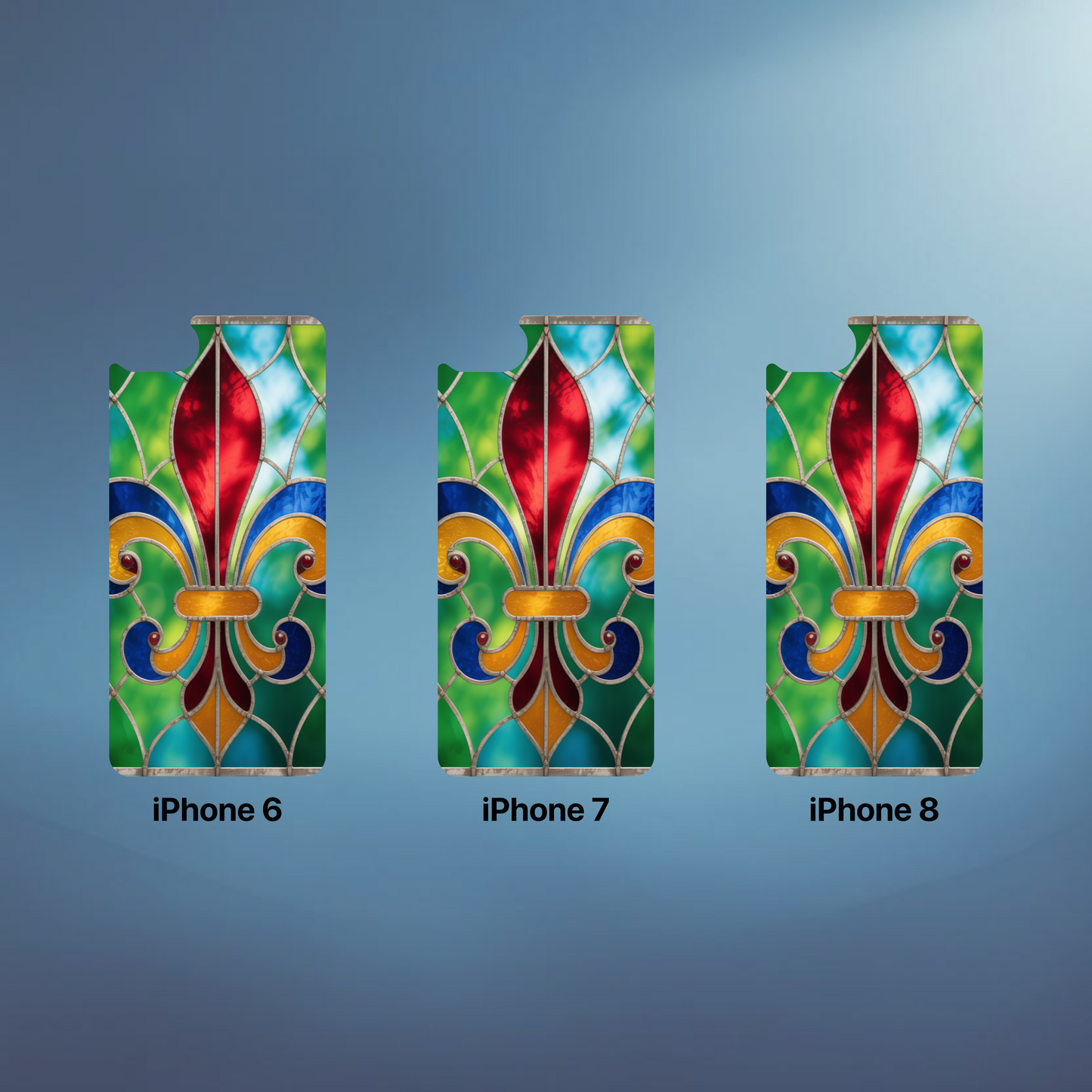 iPhone Phone Case Stained Glass Look Fleur di Lis Tough Cases Vibrant Chateaucore Design Unique Gift for Castle Lovers Colorful Phone Accessories for Fleur di Lis Lovers