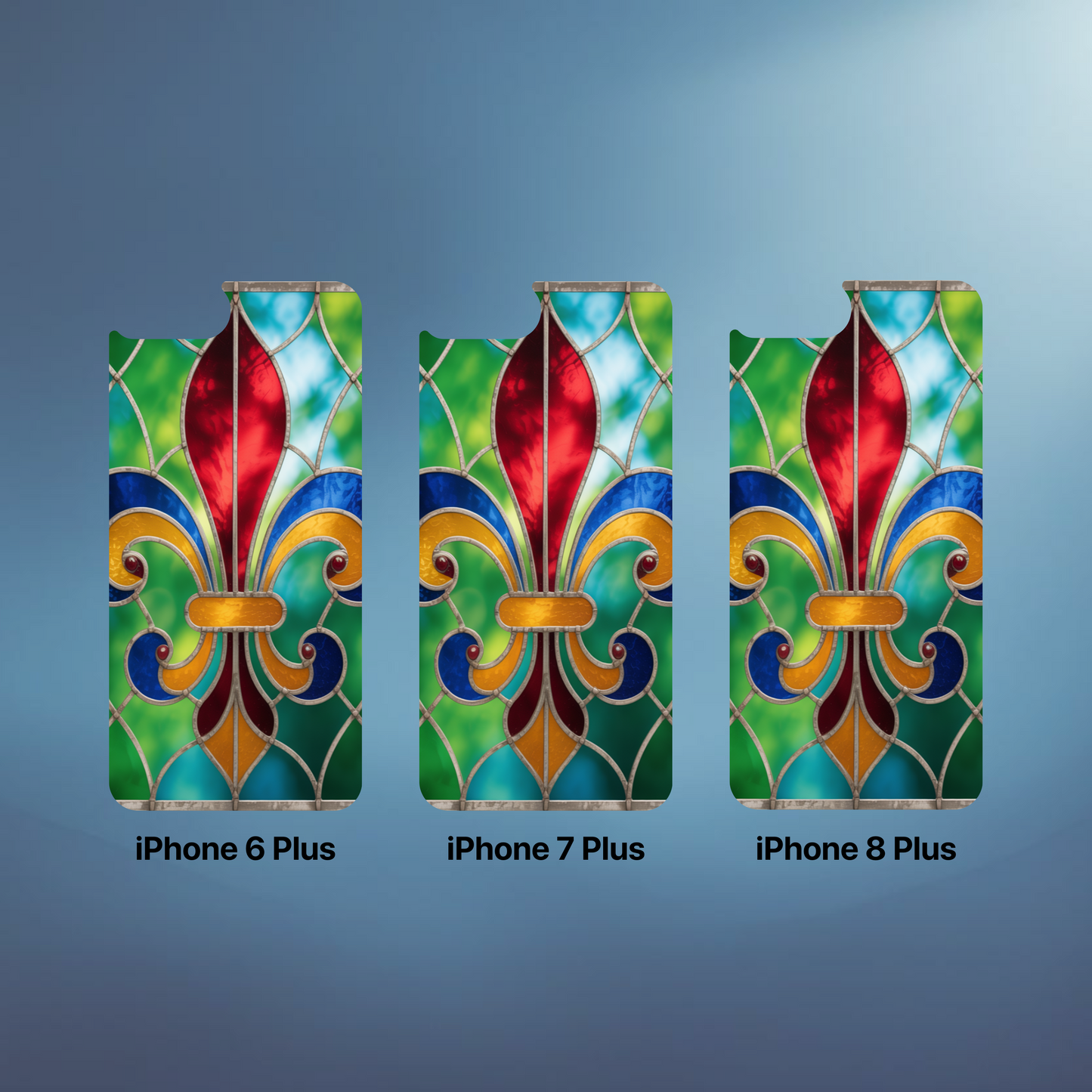 iPhone Phone Case Stained Glass Look Fleur di Lis Tough Cases Vibrant Chateaucore Design Unique Gift for Castle Lovers Colorful Phone Accessories for Fleur di Lis Lovers