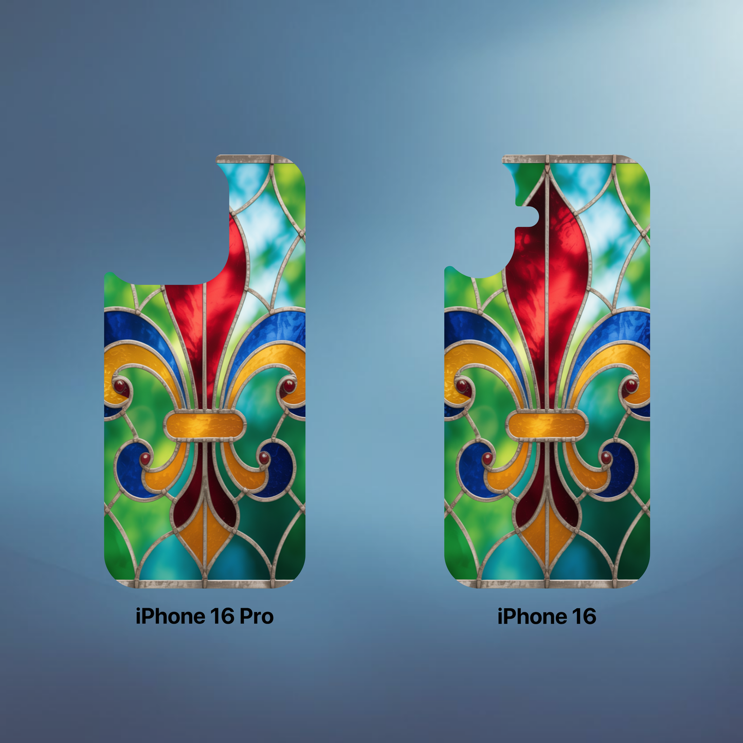 iPhone Phone Case Stained Glass Look Fleur di Lis Tough Cases Vibrant Chateaucore Design Unique Gift for Castle Lovers Colorful Phone Accessories for Fleur di Lis Lovers