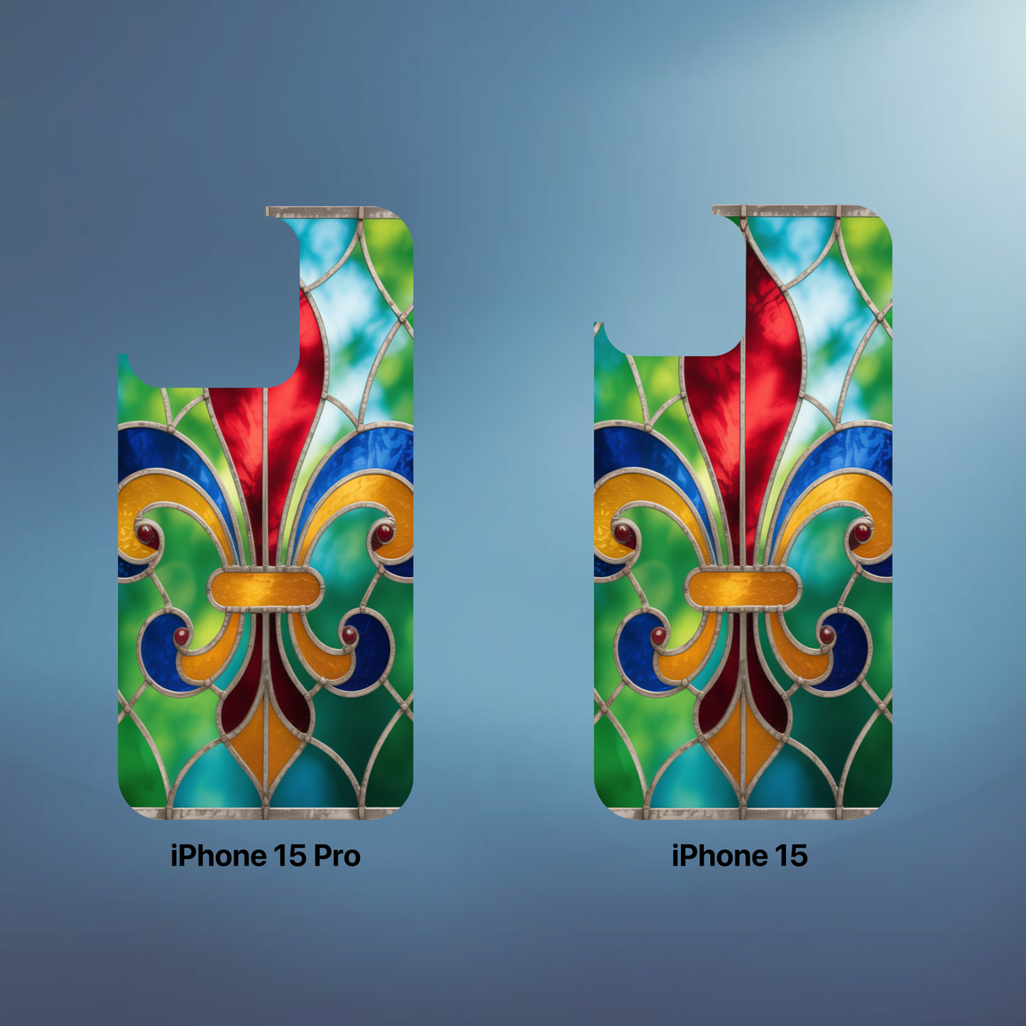 iPhone Phone Case Stained Glass Look Fleur di Lis Tough Cases Vibrant Chateaucore Design Unique Gift for Castle Lovers Colorful Phone Accessories for Fleur di Lis Lovers