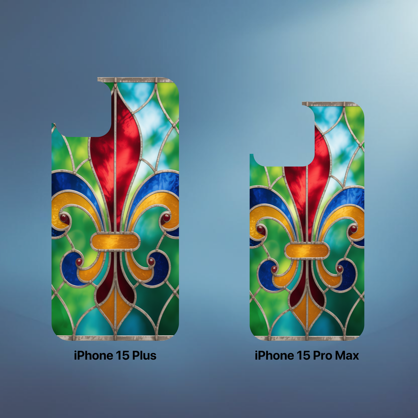 iPhone Phone Case Stained Glass Look Fleur di Lis Tough Cases Vibrant Chateaucore Design Unique Gift for Castle Lovers Colorful Phone Accessories for Fleur di Lis Lovers